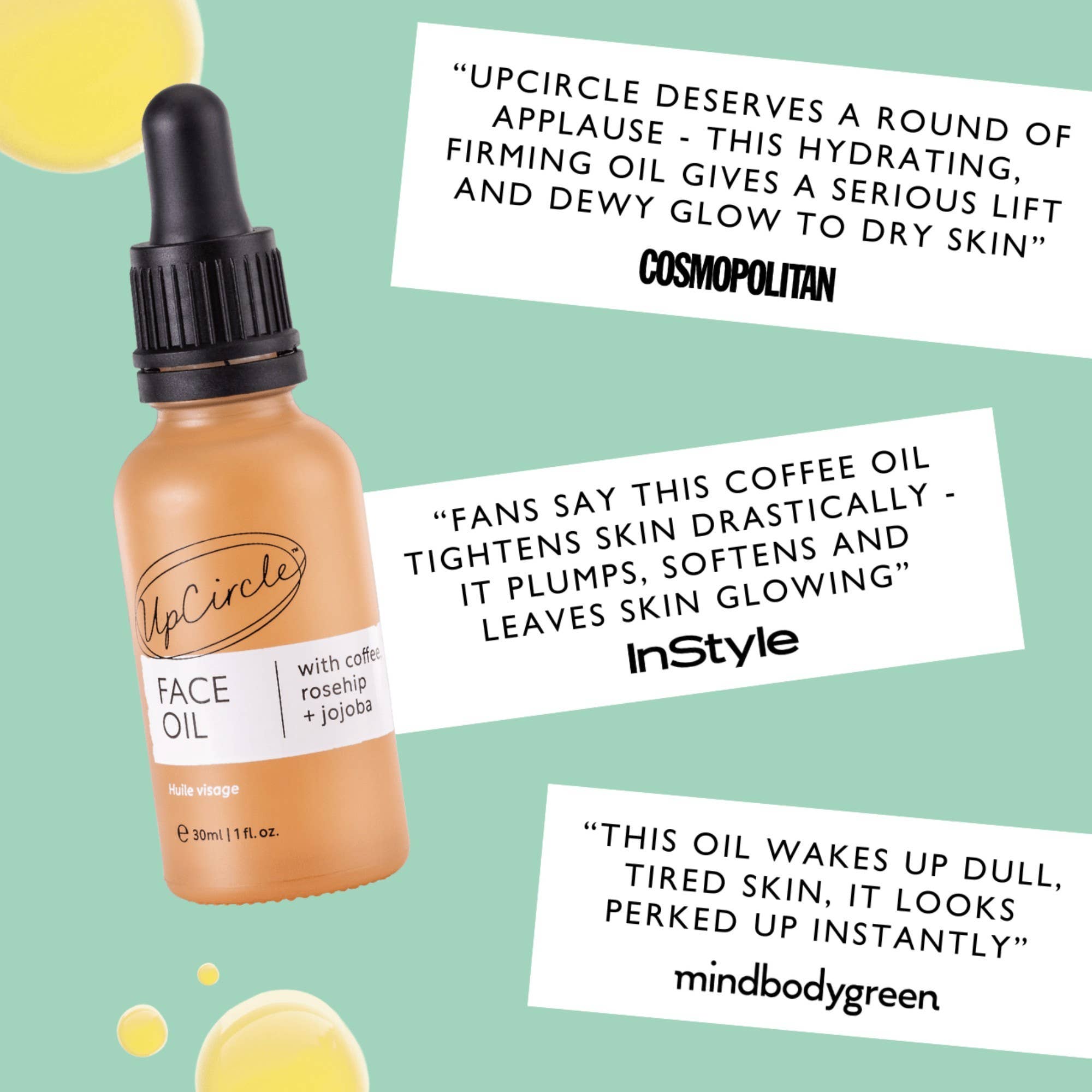 Collagen Boosting Vegan Organic Coffee + Rosehip Face Oil: 30ml