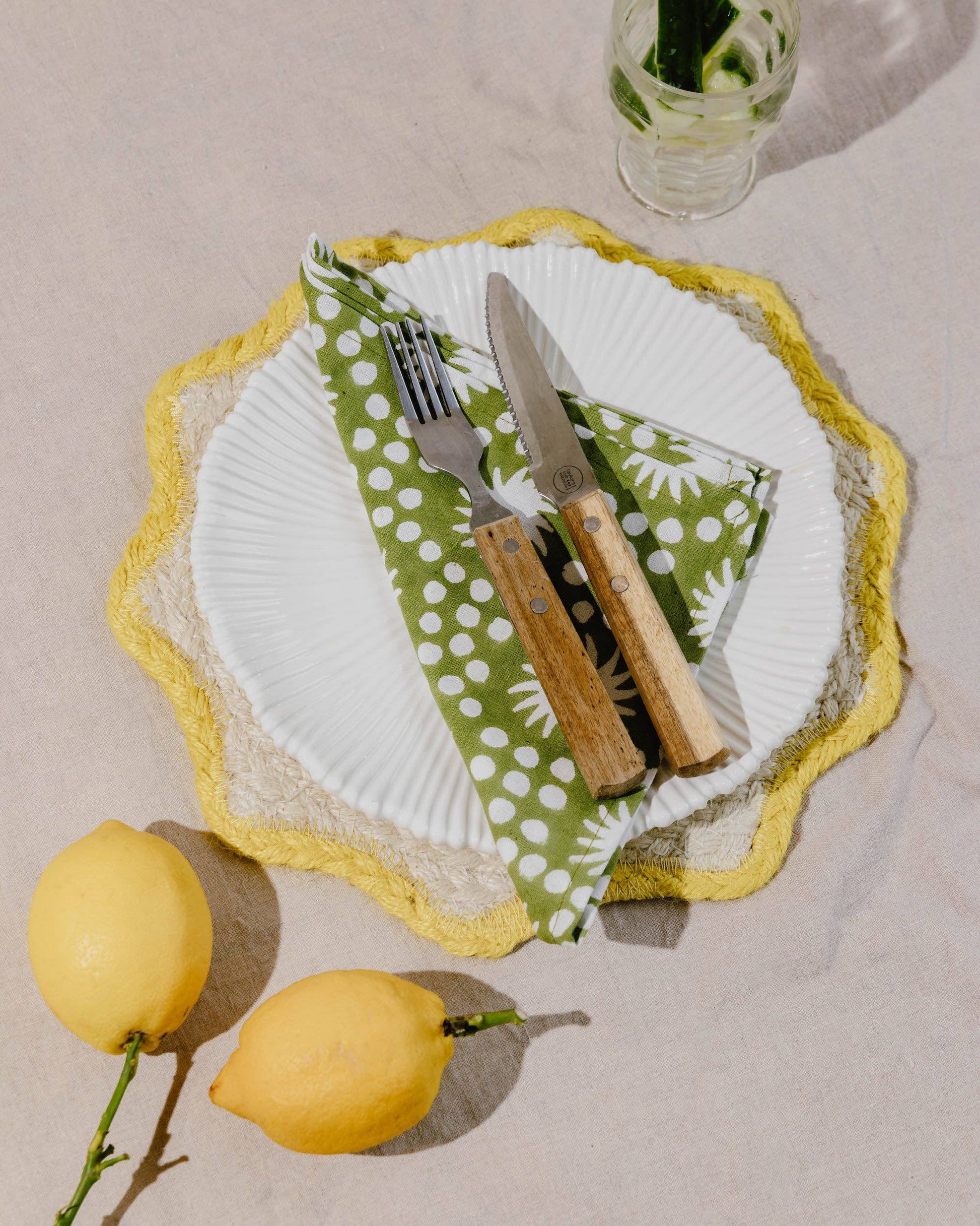 Sunburst Block Print Napkins Set of 4 Ochre Yellow