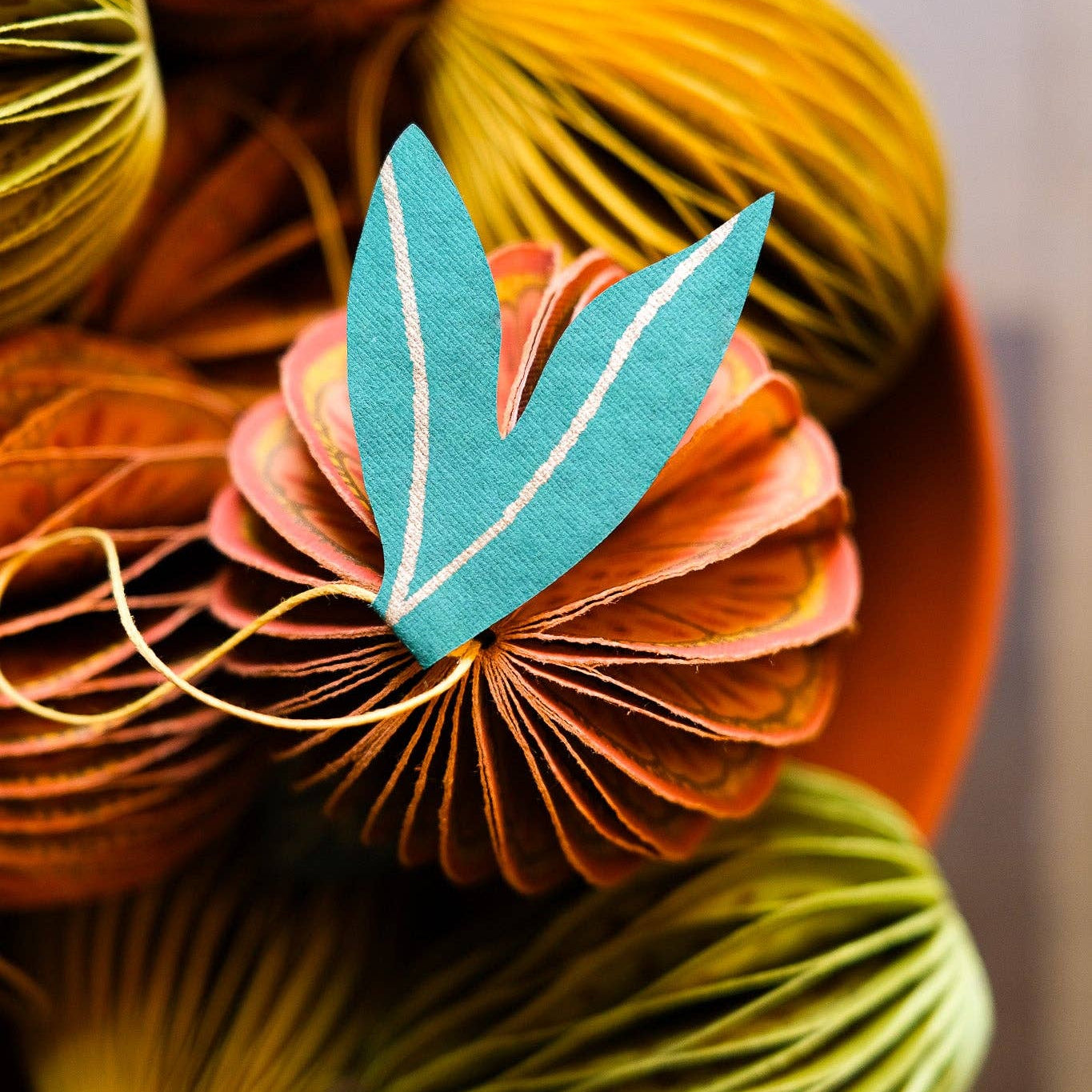 Orange Honeycomb Paper Christmas Decoration