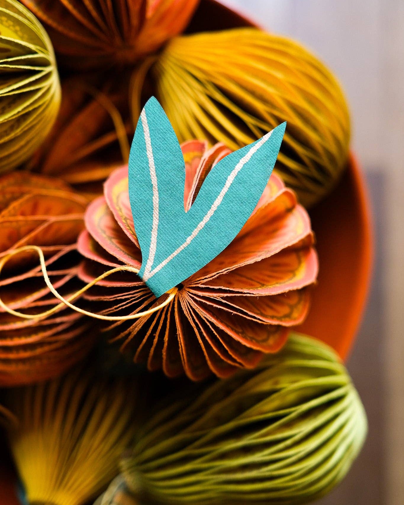 Orange Honeycomb Paper Christmas Decoration