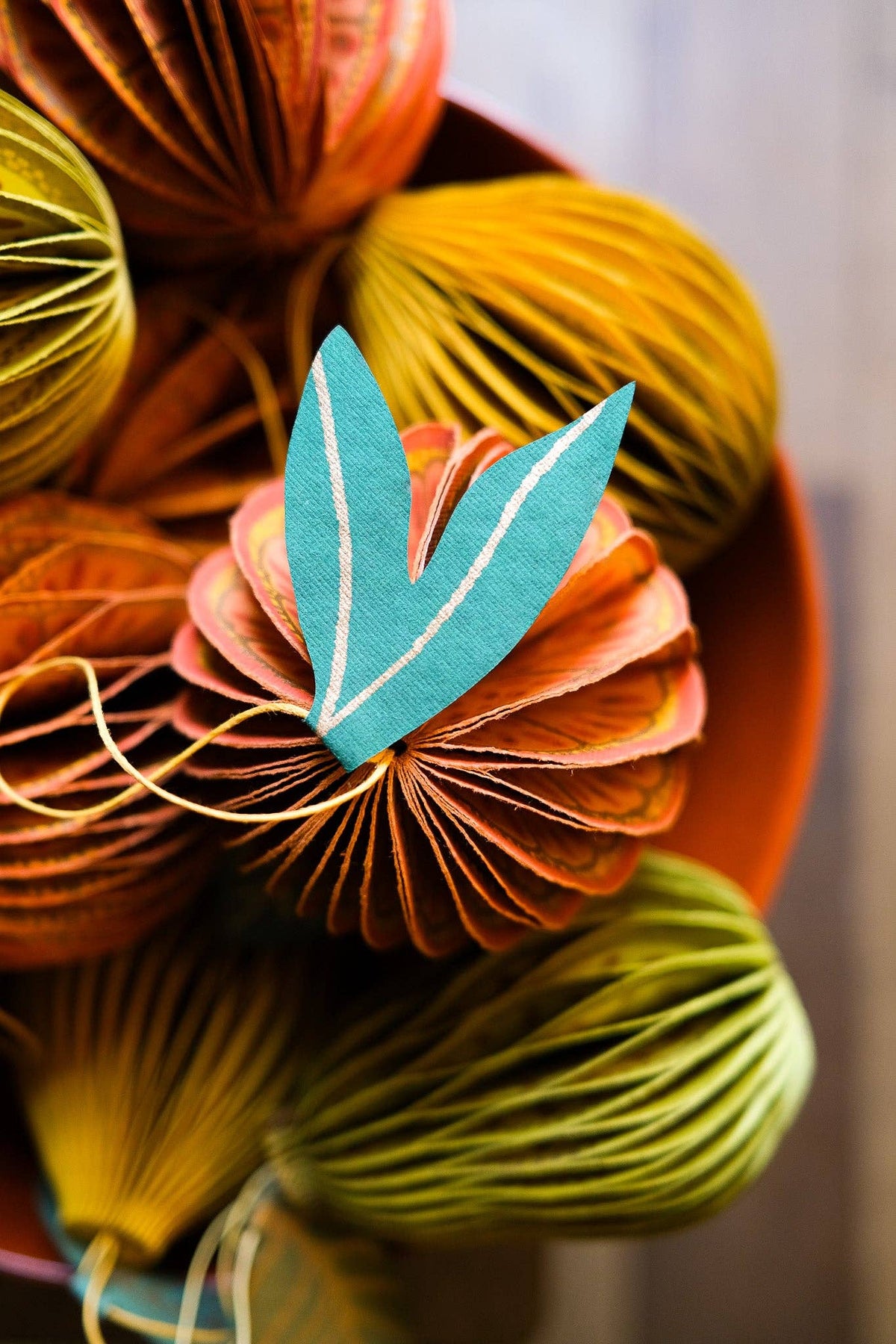 Orange Honeycomb Paper Christmas Decoration
