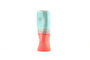 Tall cylindrical vase with gradient design from light blue to red on a white background