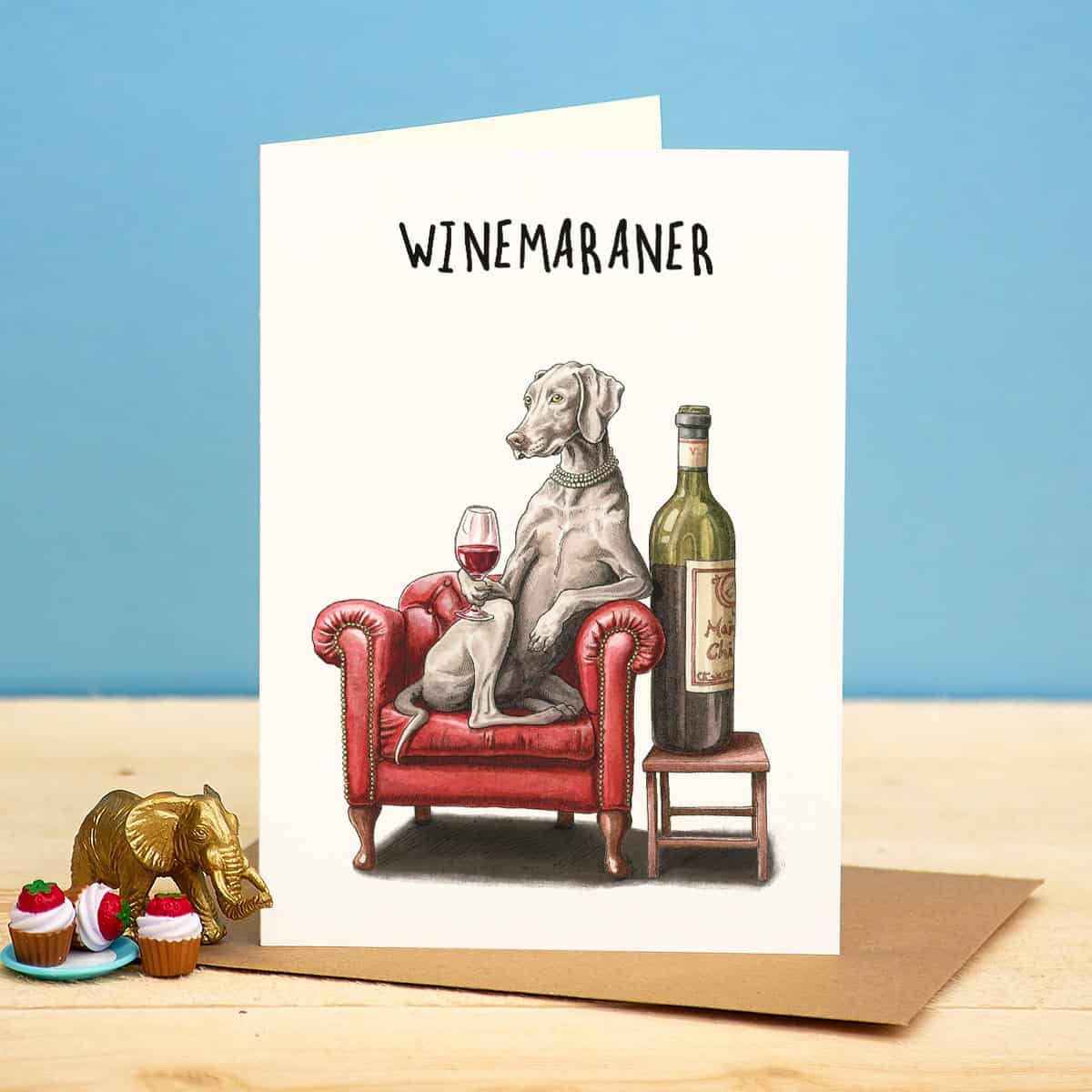 Winemaraner Weimaraner Funny Greetings Card