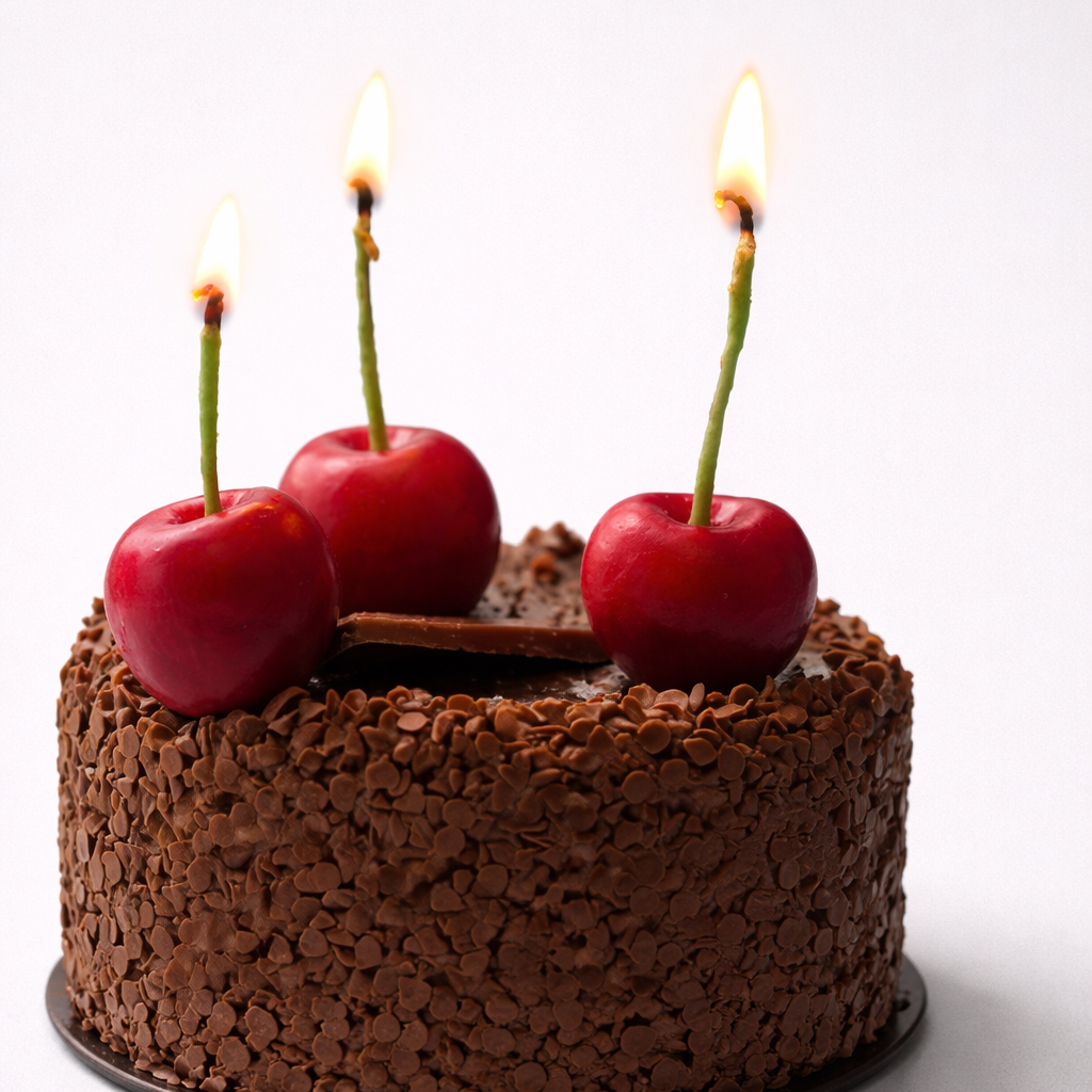 Handmade Cherry Cake Candles Set of Three