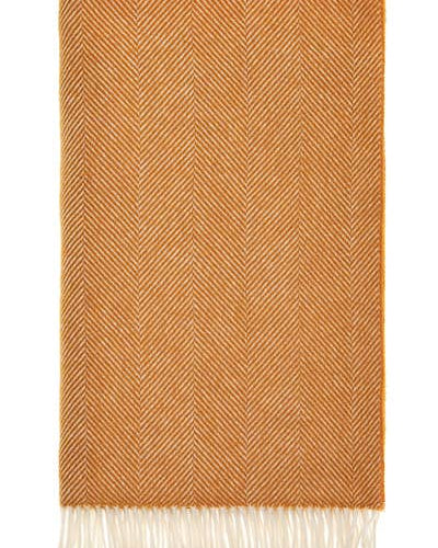 Herringbone Pure Wool Throw Pumpkin Spice, Bronte By Moon