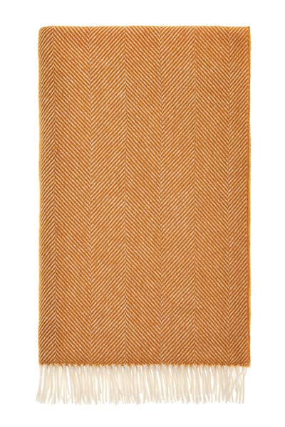 Herringbone Pure Wool Throw Pumpkin Spice, Bronte By Moon