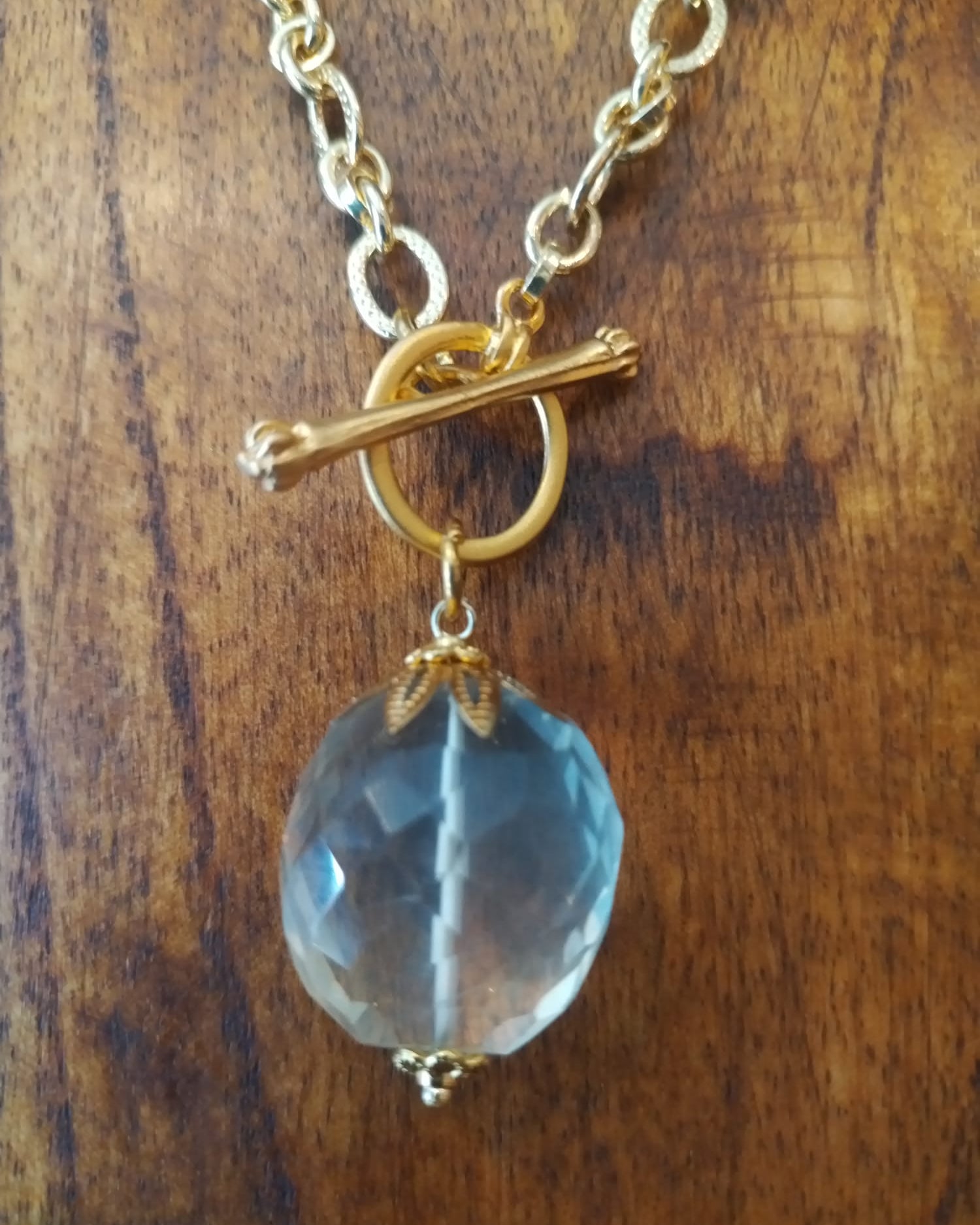 Faceted Citrine on gold chain