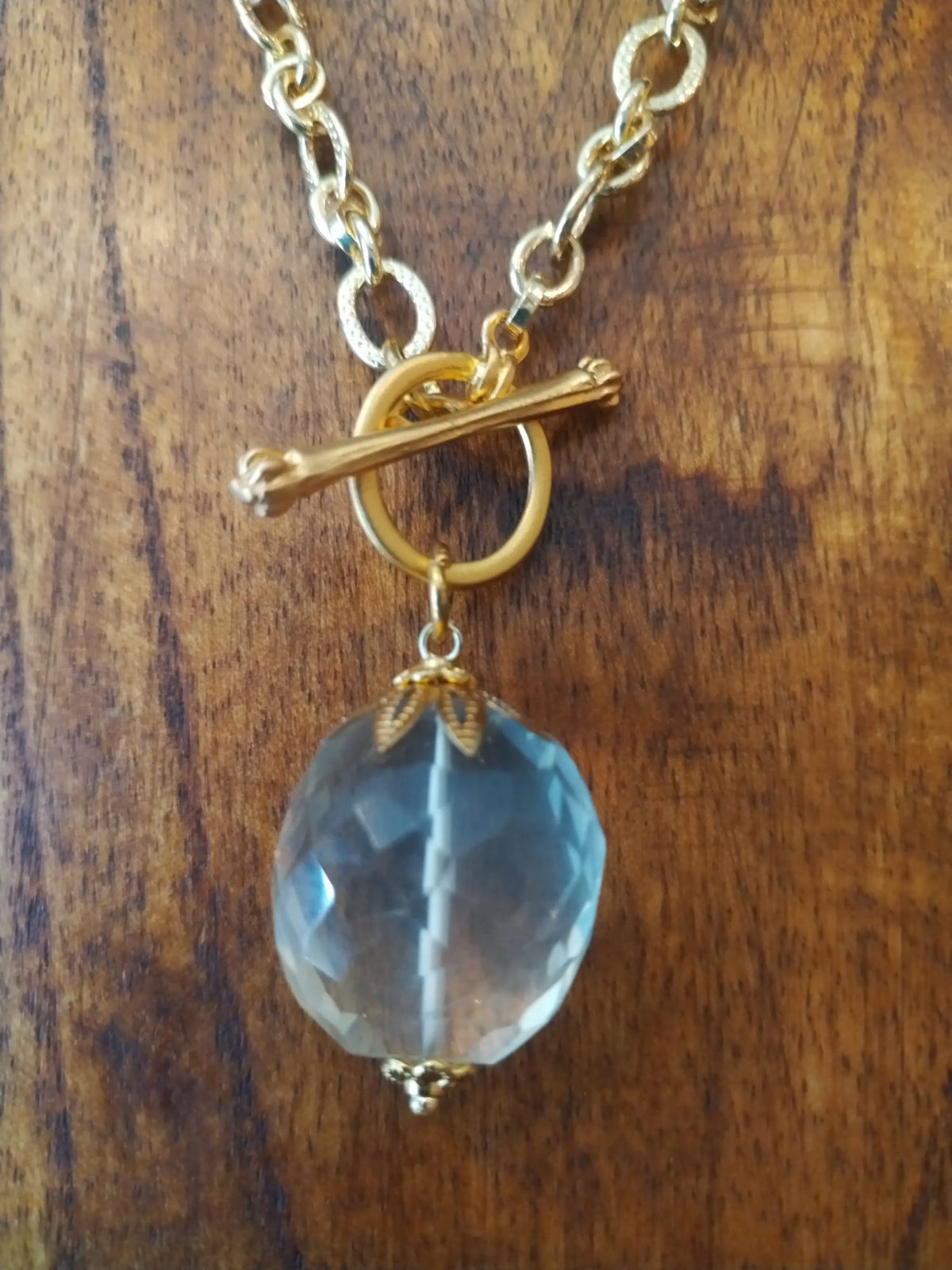 Faceted Citrine on gold chain