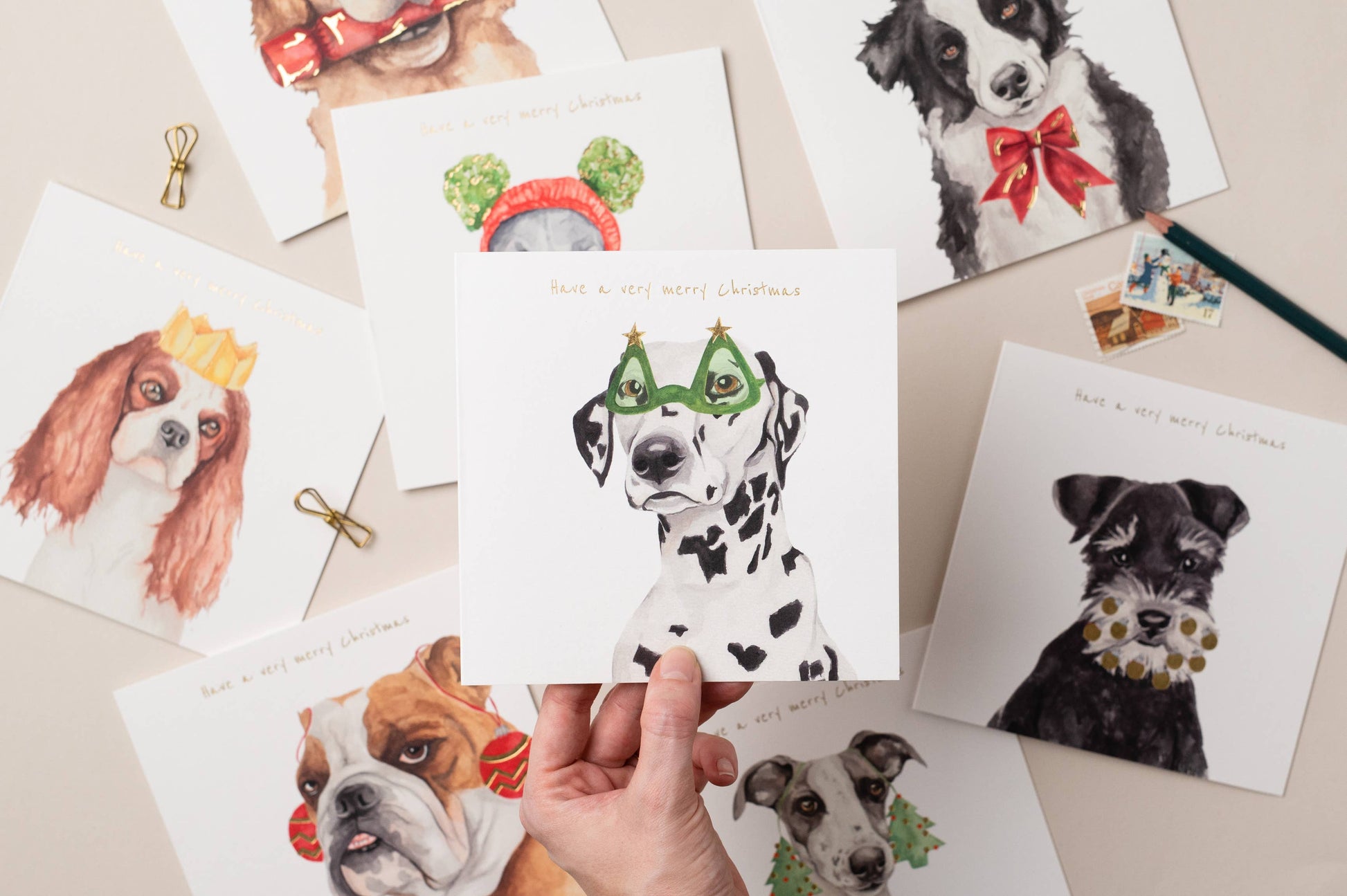 Greyhound Christmas Card with Woolly Hat by Lil Wabbit