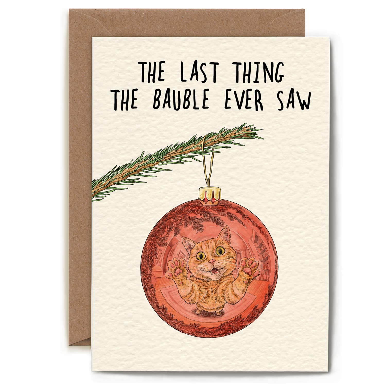 Cat Bauble Card - Christmas Card