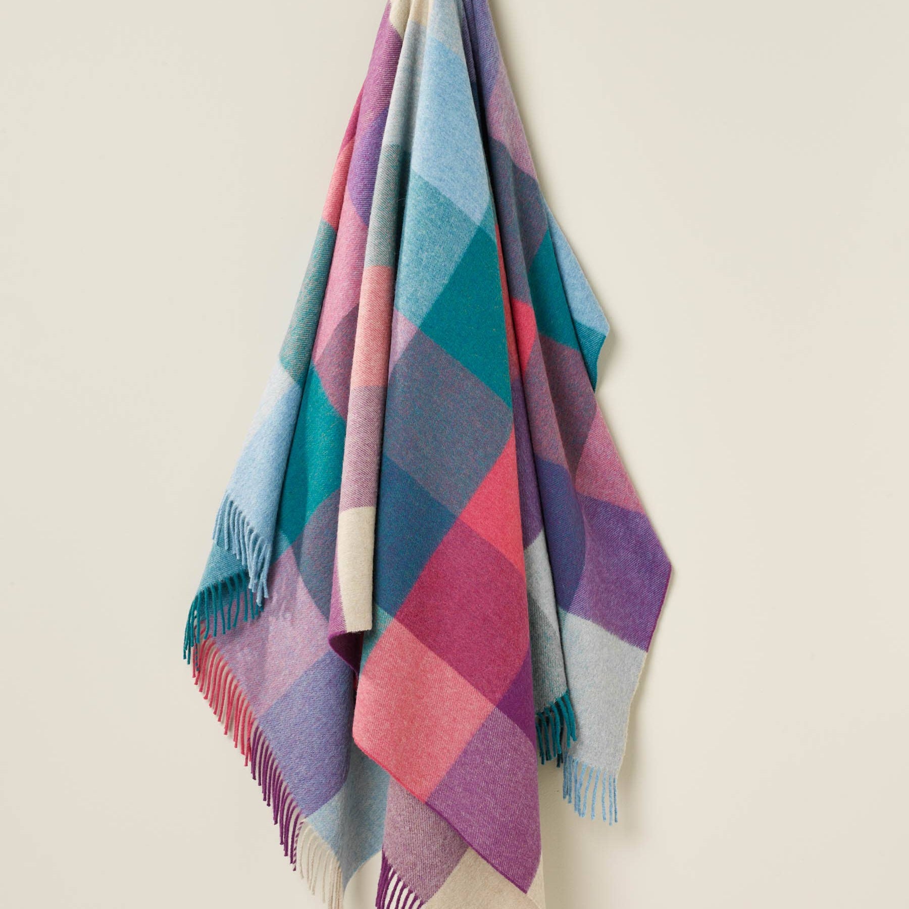 St Davids Merino Throw: Lavender/Teal