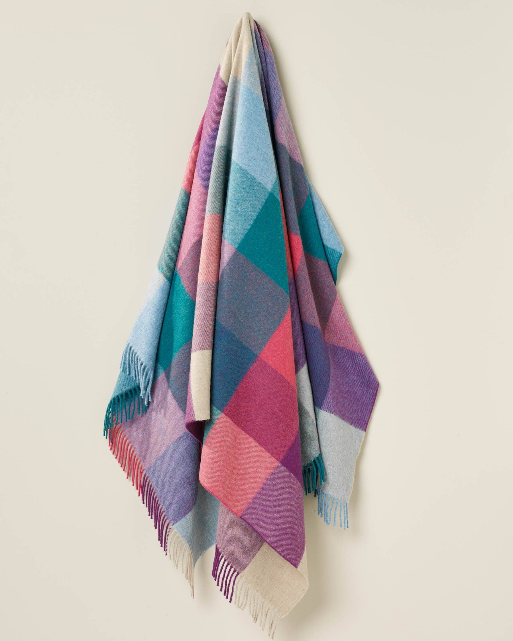 St Davids Merino Throw: Lavender/Teal
