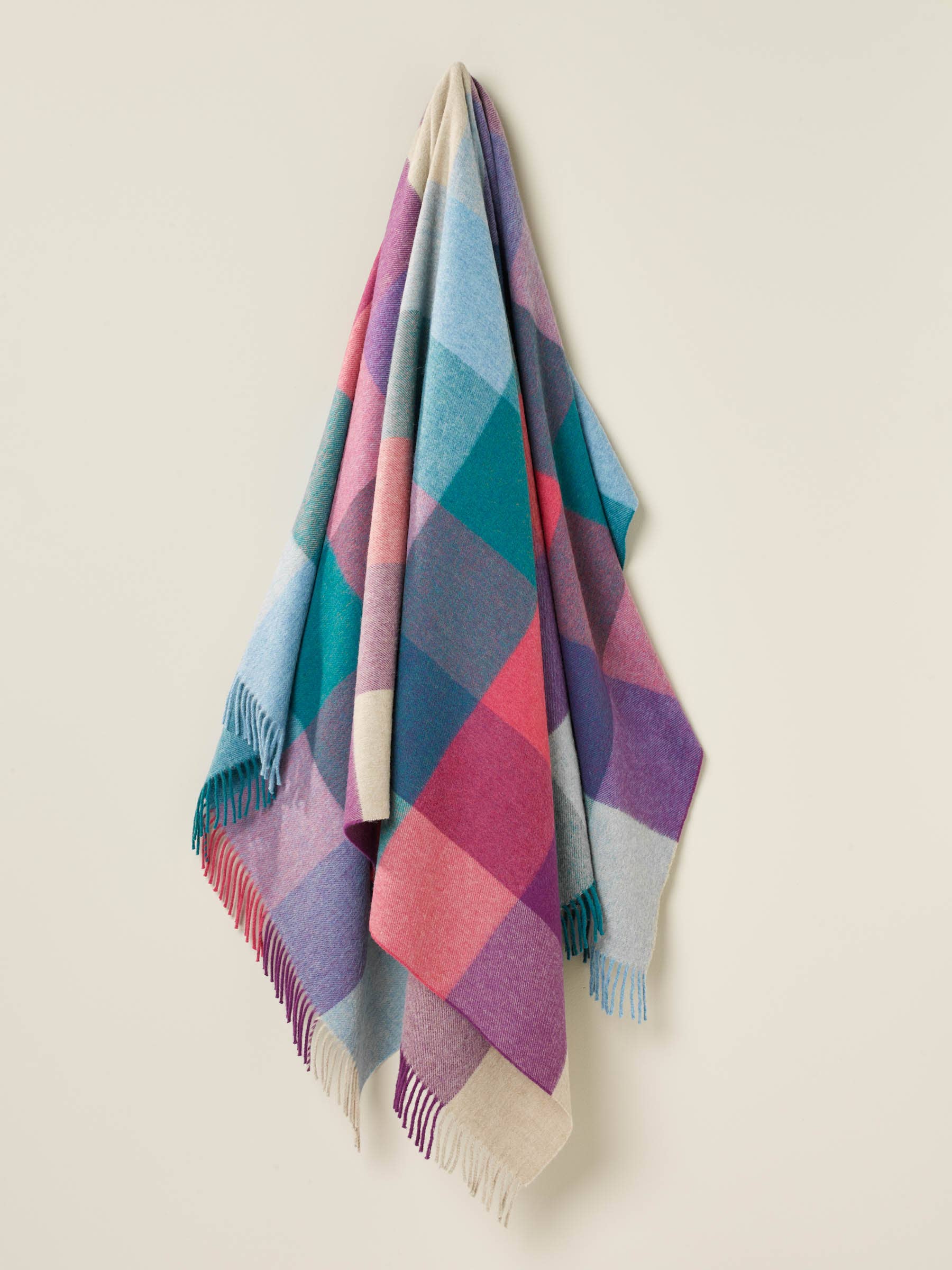 St Davids Merino Throw: Lavender/Teal