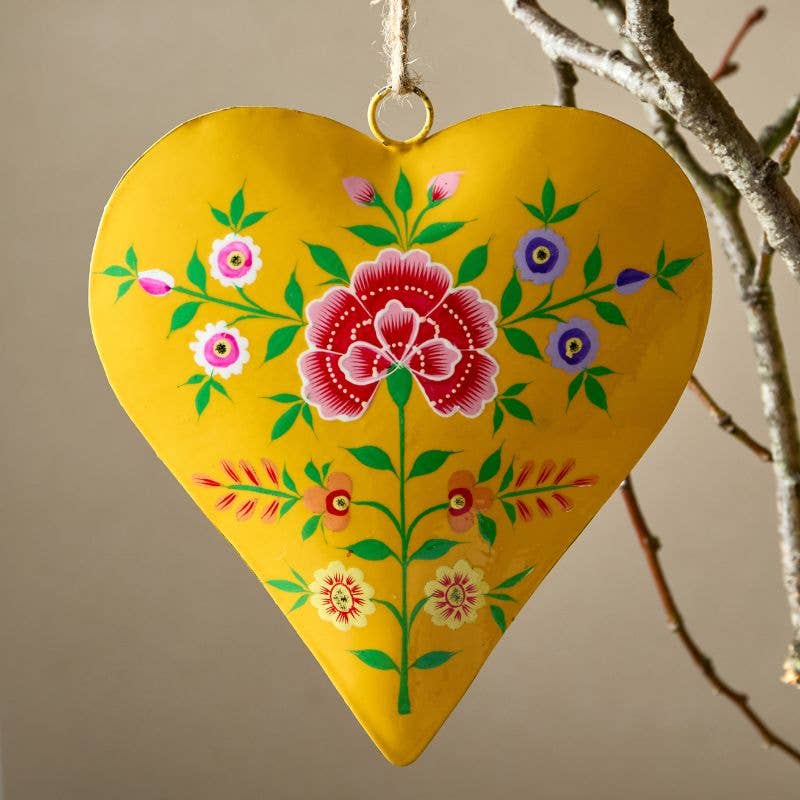 Sunshine Yellow Floral Wooden Candlestick Holder S Kashmiri Design 12 Inch