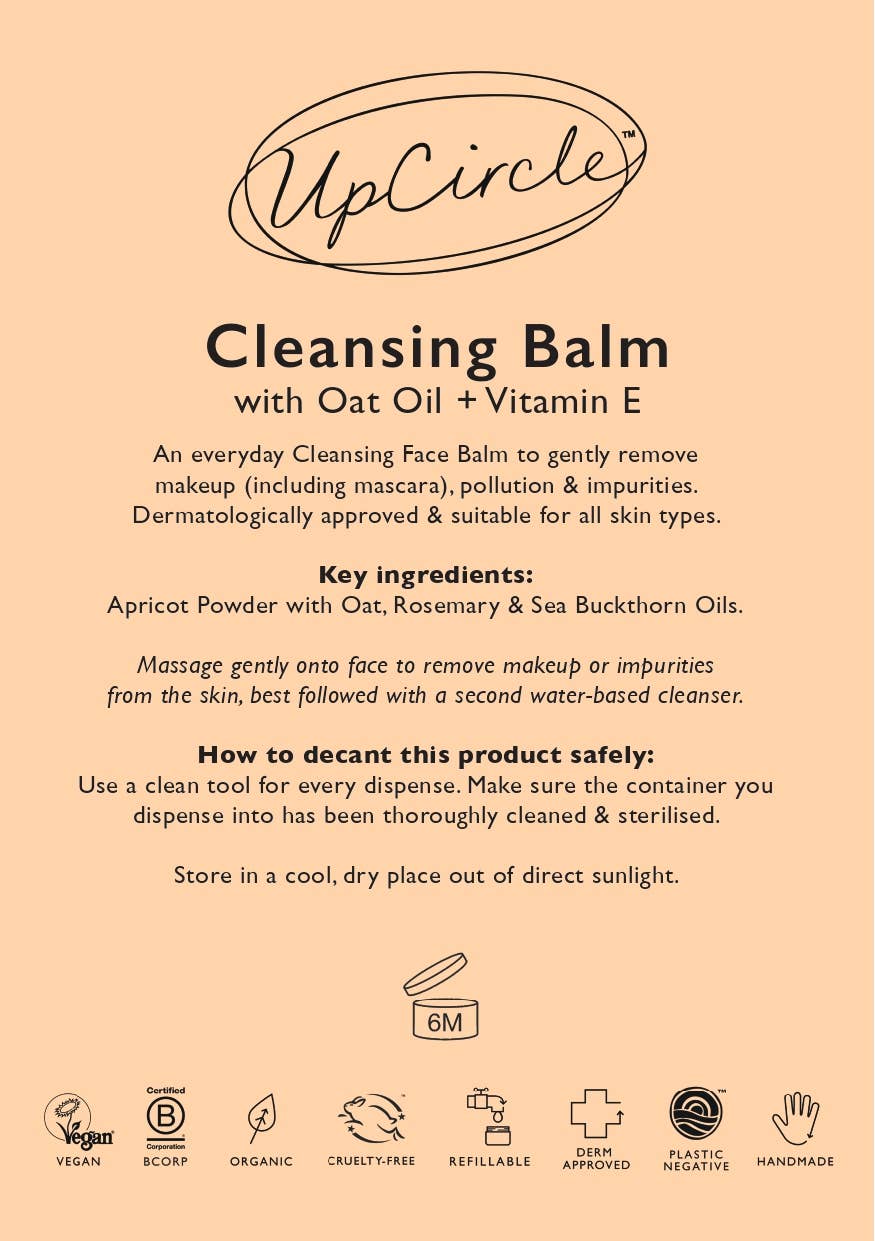 Natural Cleansing Balm Makeup Remover with Oat + Vitamin E 55ml by UpCircle