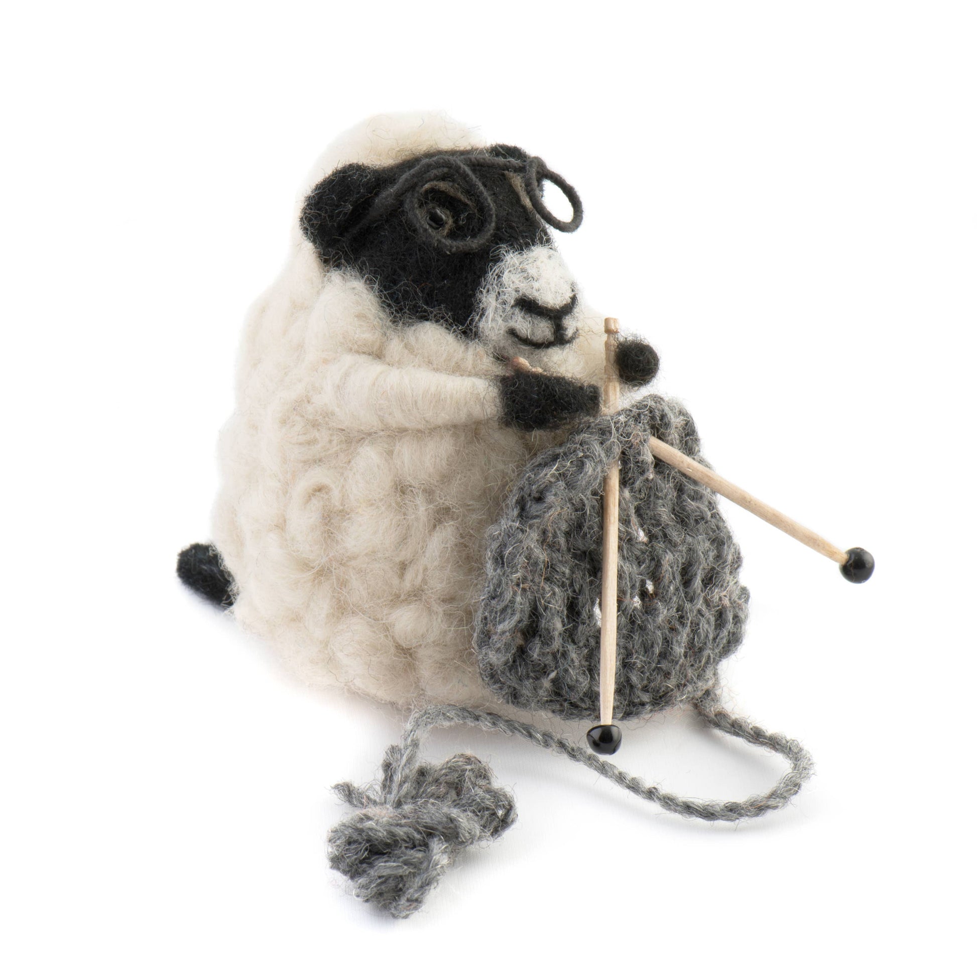 Nancy Knitting Sheep Felt Decoration