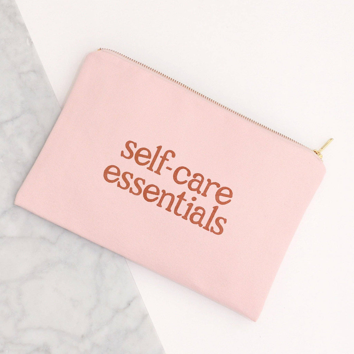 Self-Care Essentials Blush Pink Canvas Pouch