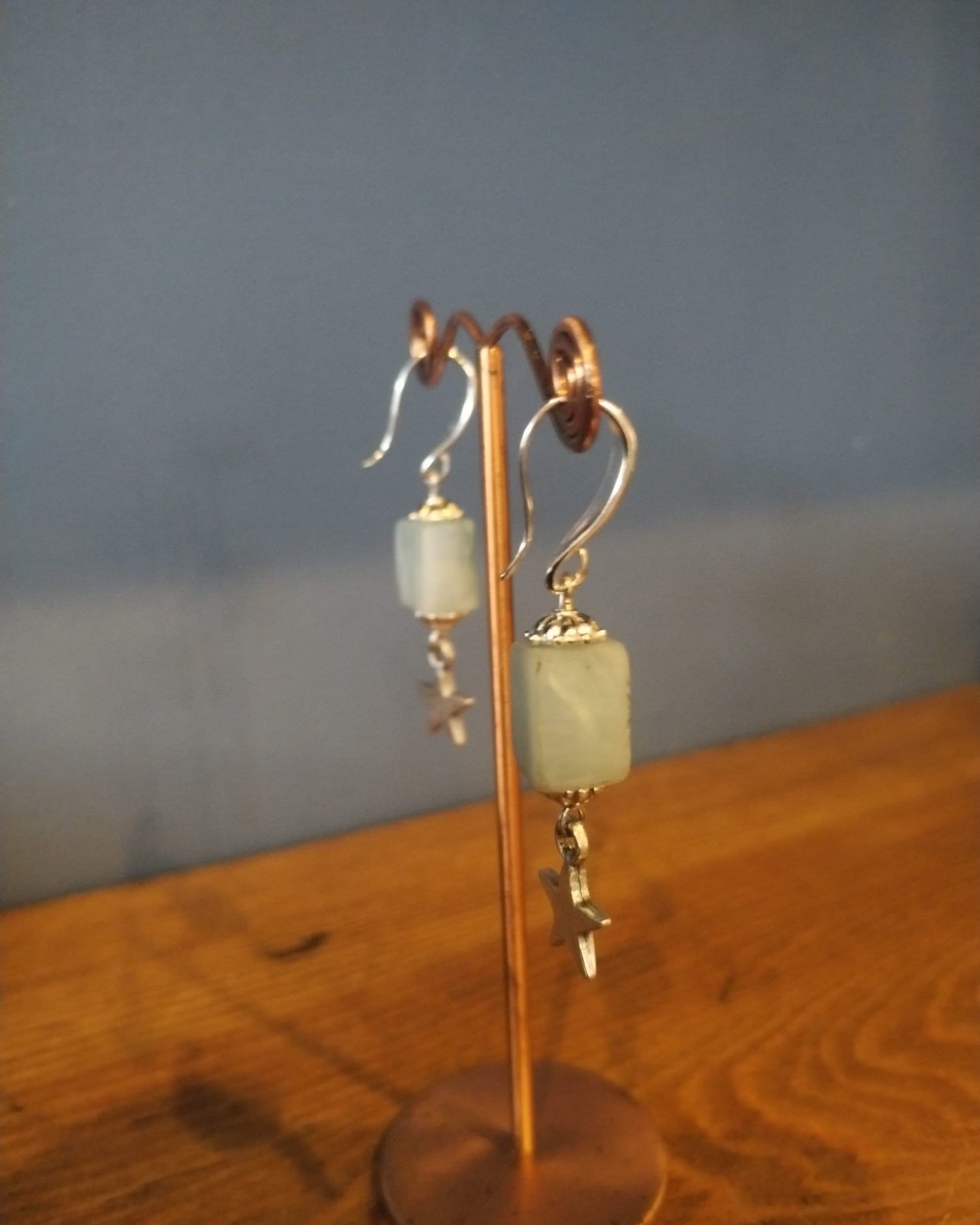 Silver Smoky Quartz Star Charm Earrings Handmade in Bristol