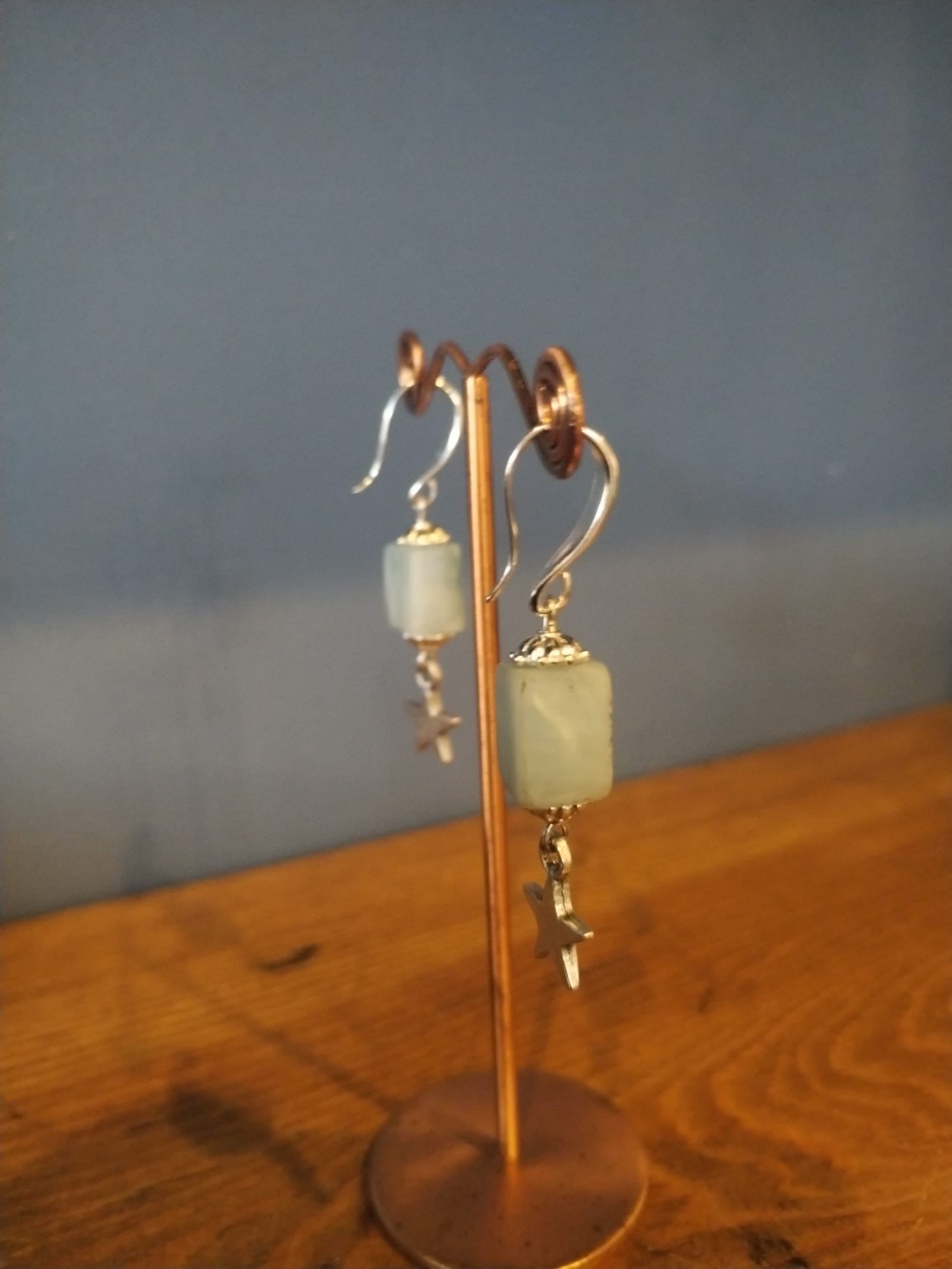 Silver Smoky Quartz Star Charm Earrings Handmade in Bristol