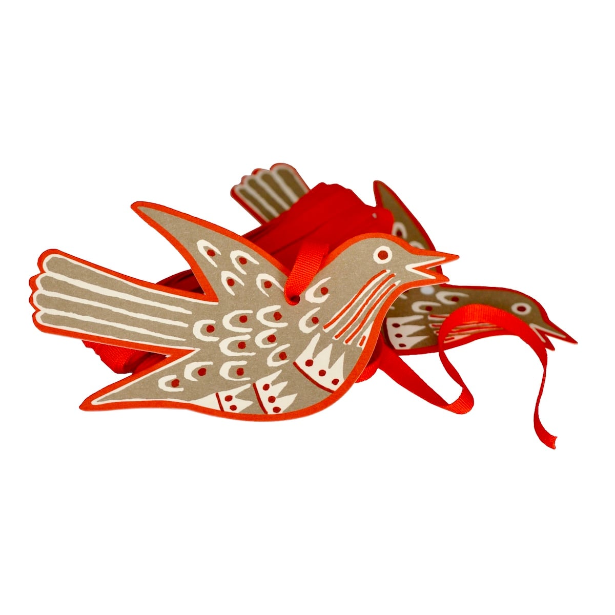 5 Fancy Songbird Gift Tags in Rosehip