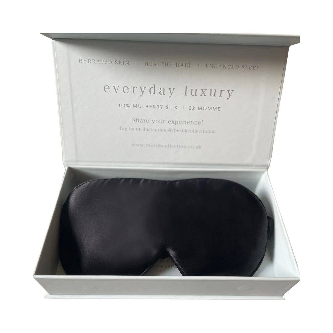 Black Eclipse Mulberry Silk Eye Mask 100% Silk in Gift Box