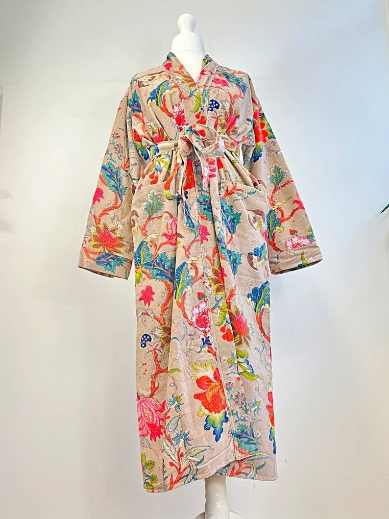 Luxury Velvet Robe - Autumn Poudre Beige