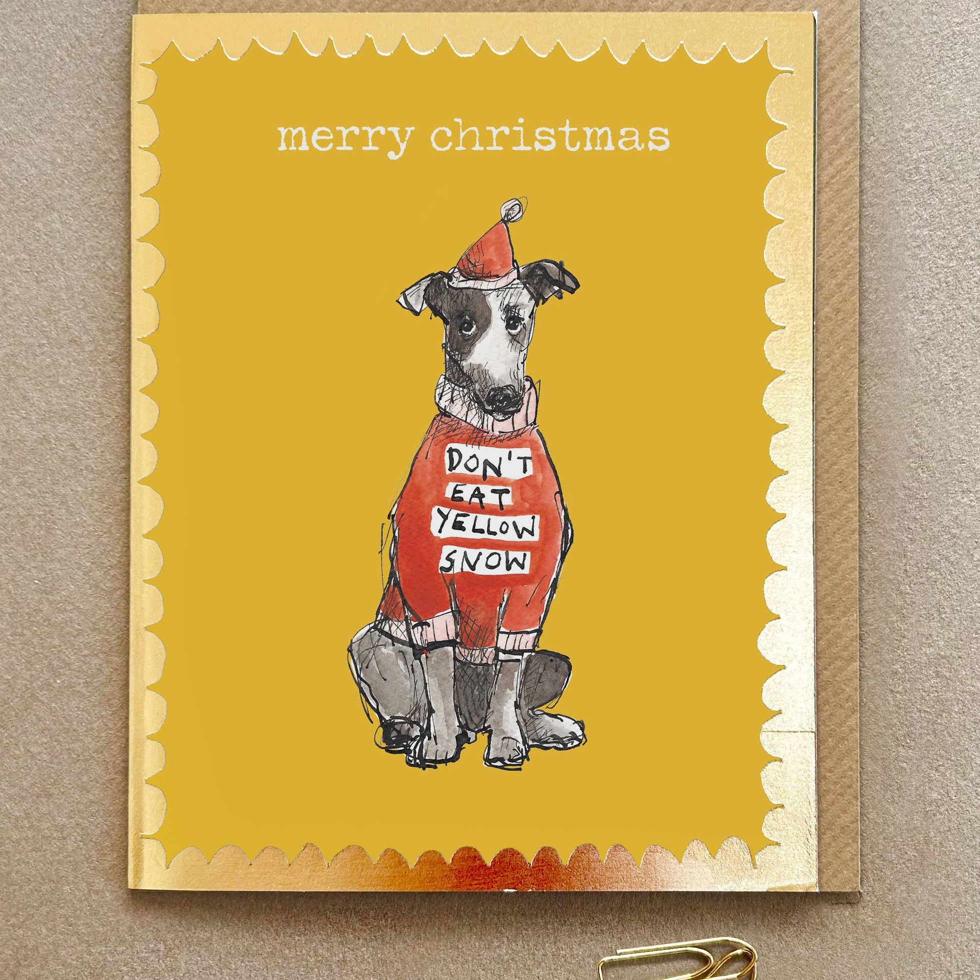 Don’t Eat Yellow Snow Funny Dog Christmas Card