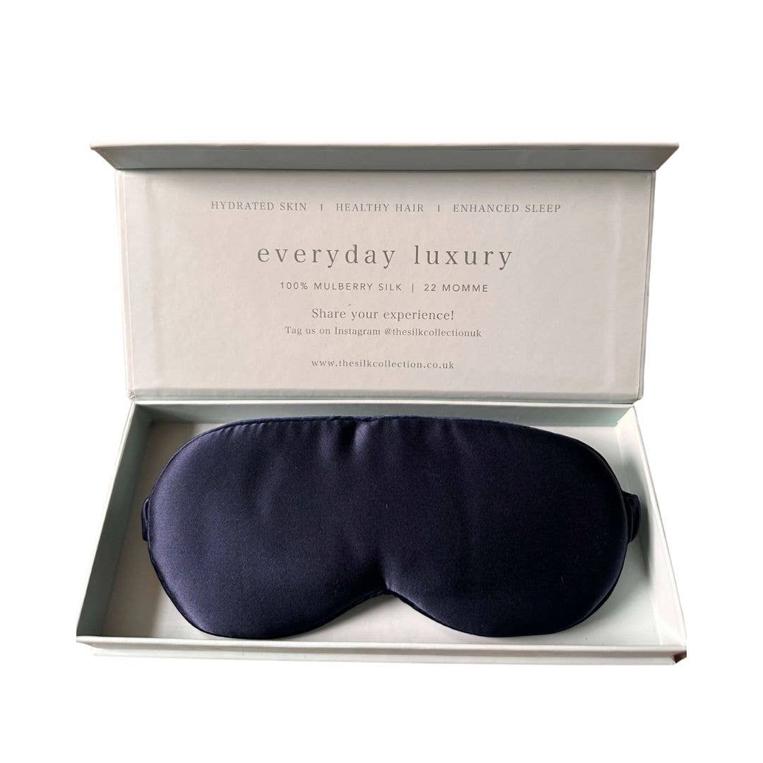 Black Eclipse Mulberry Silk Eye Mask 100% Silk in Gift Box