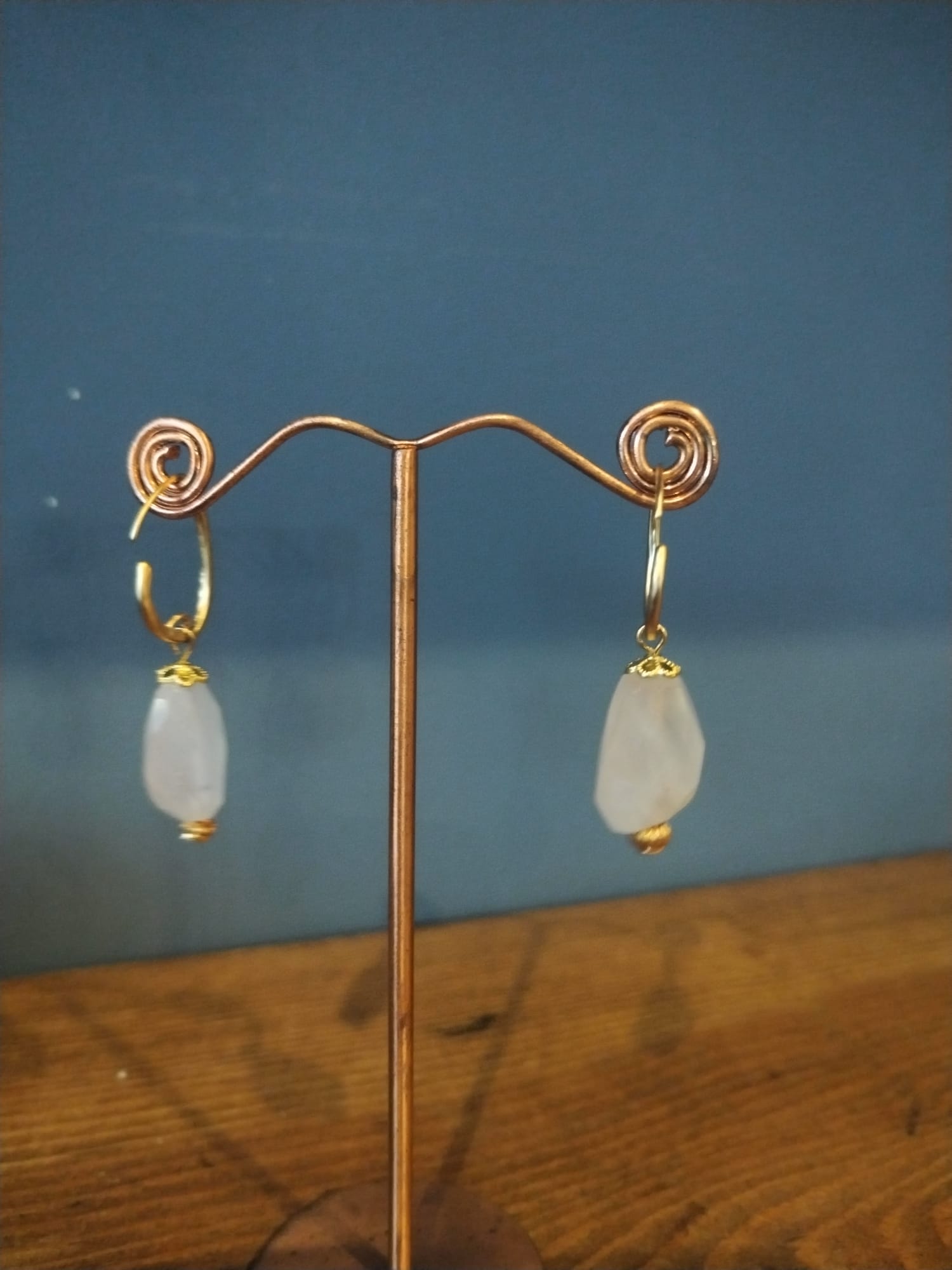 Smoky Crystal Drop Hoop Earrings Handmade in Bristol