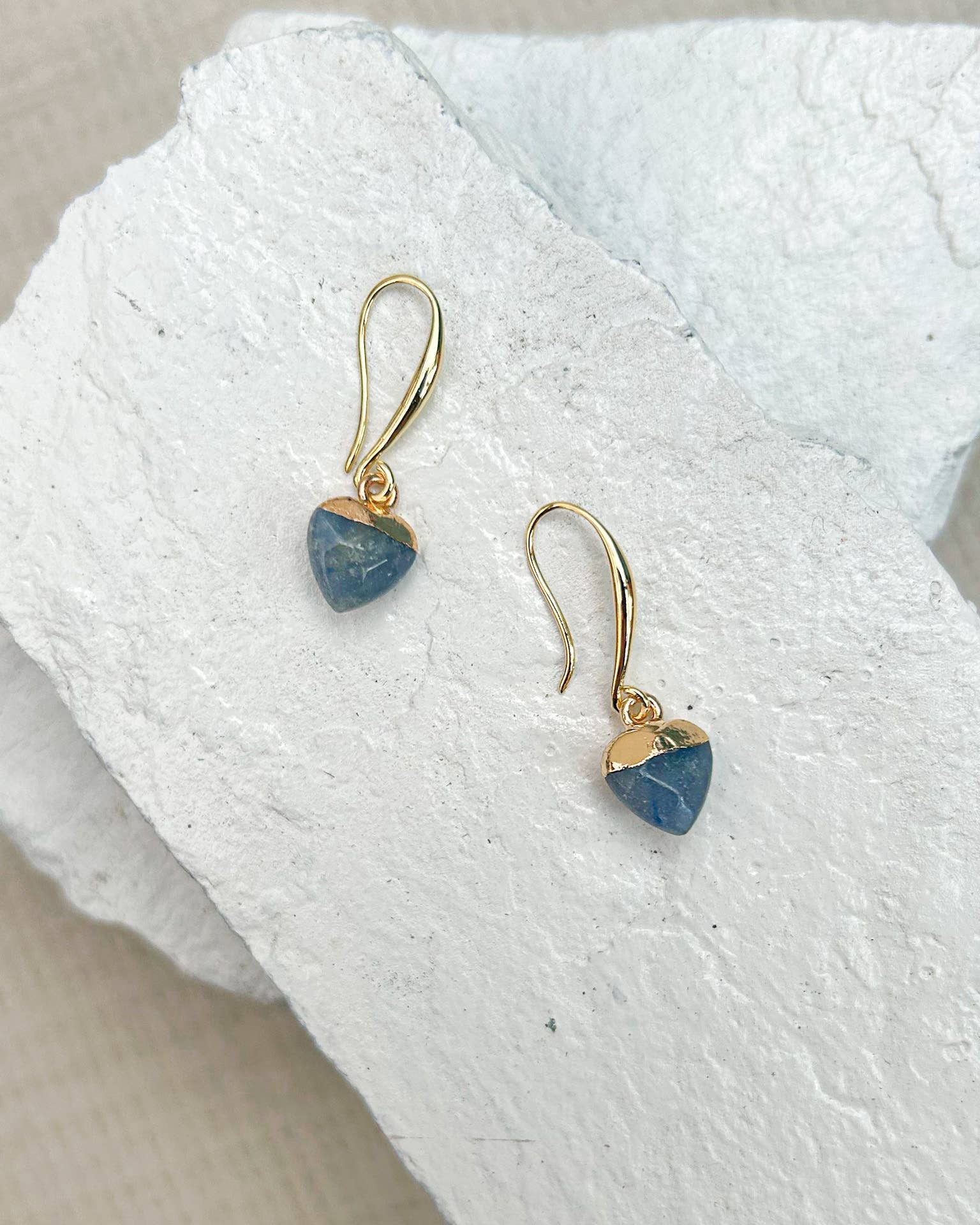 Blue Aventurine Small Heart Gold-Plated Earrings