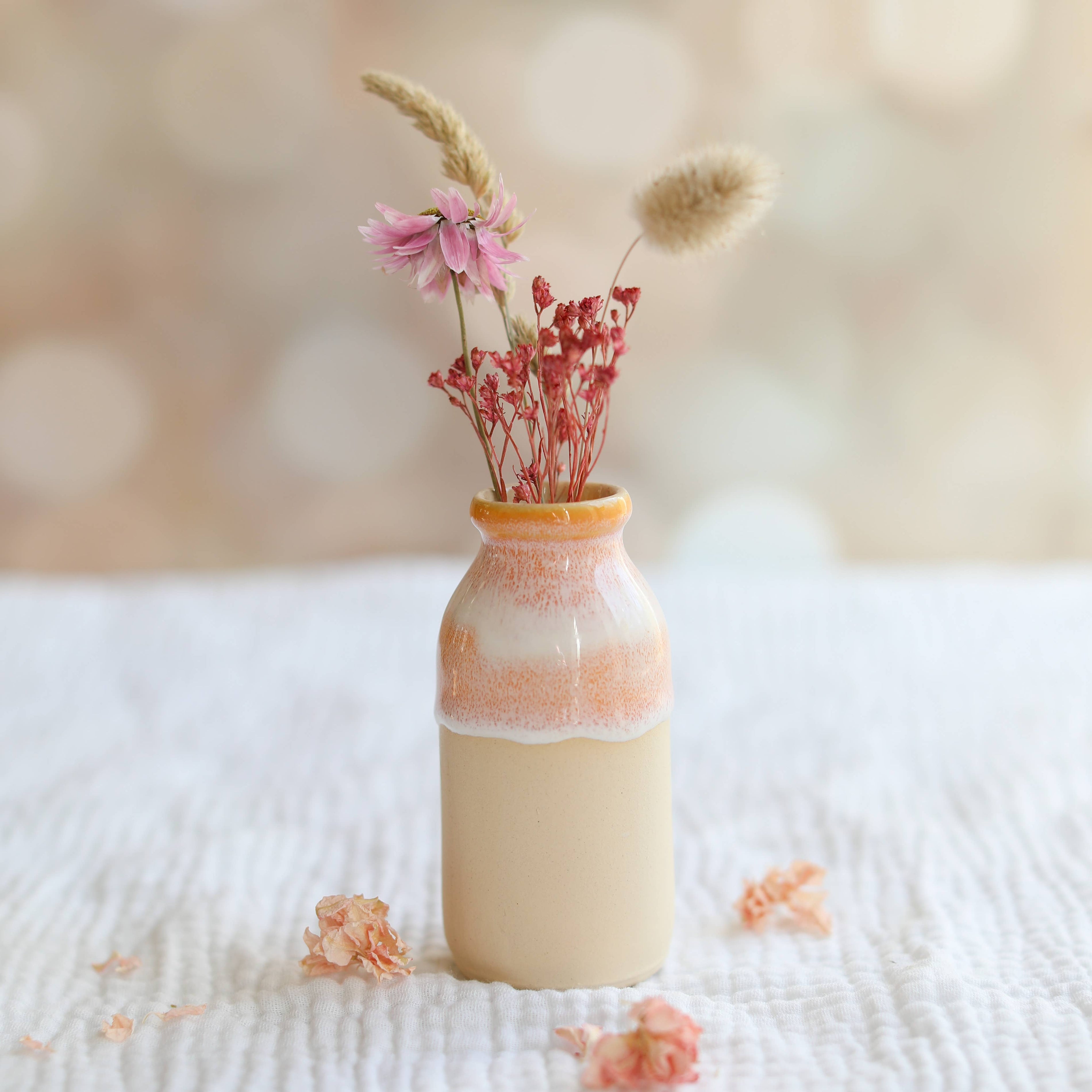 Ceramic Milk Bottle Vase Mustard Yellow - Handmade Ceramic Vase