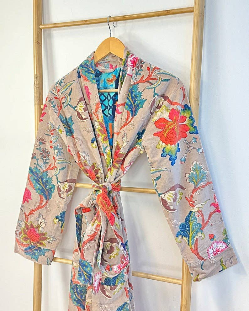 Luxury Velvet Robe - Autumn Poudre Beige