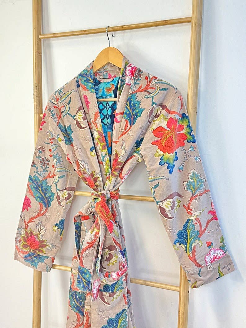 Luxury Velvet Robe - Autumn Poudre Beige