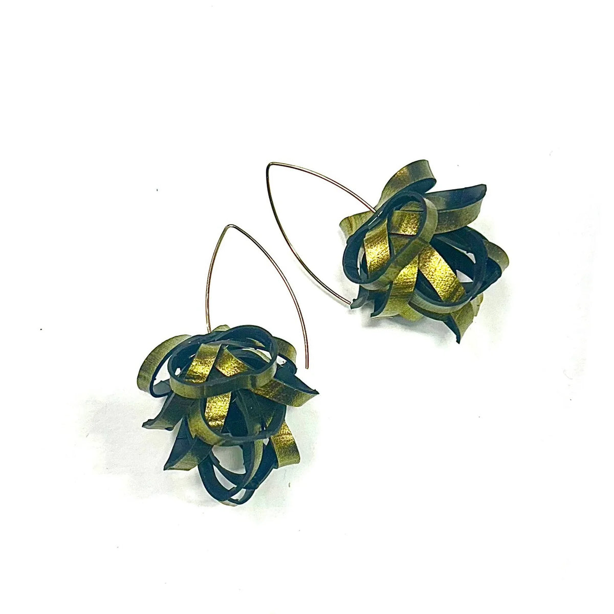Gold Pom-Pom Earrings – Upcycled Bicycle Inner Tube