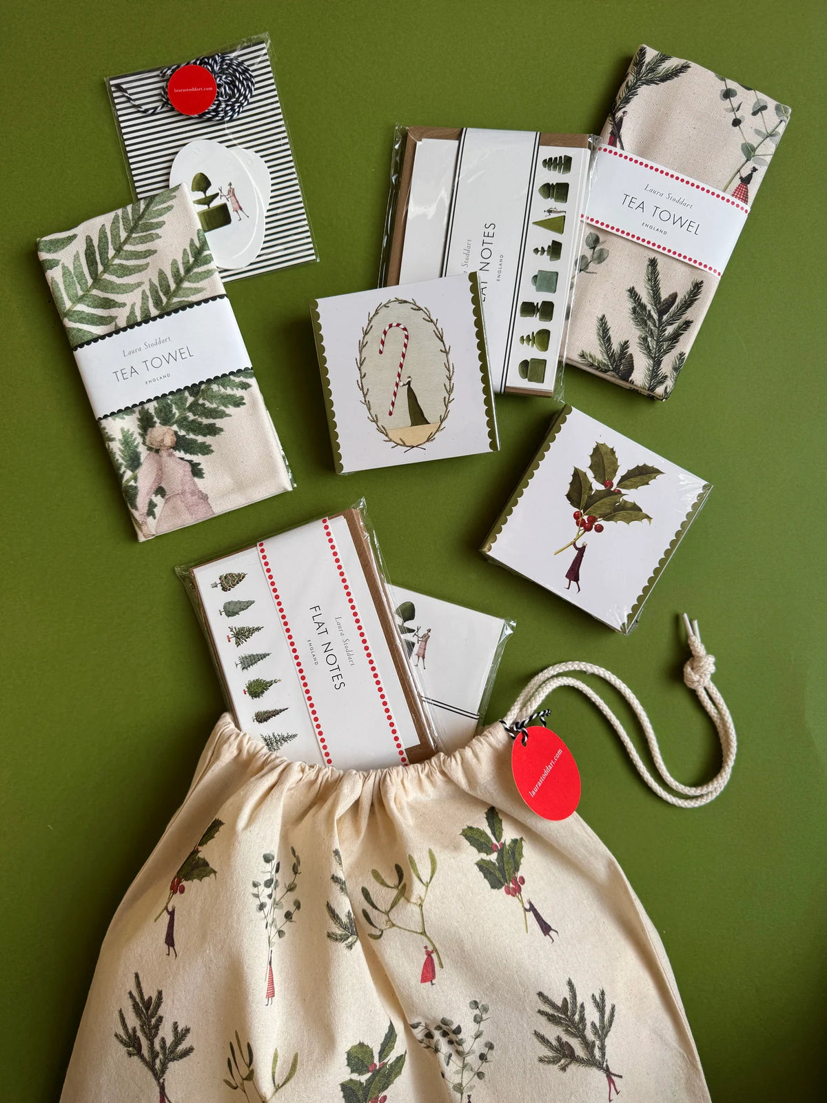 Laura Stoddart Happy Christmas Drawstring Gift Bag – Large
