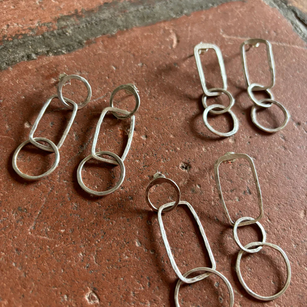 Geometric Silver Earrings