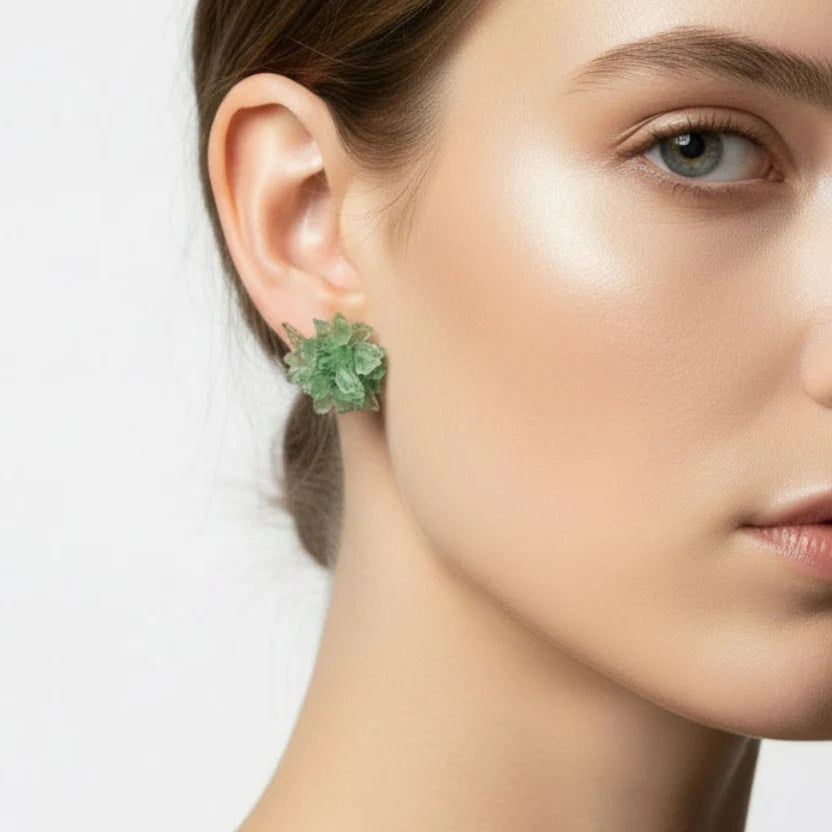 Green Shattered Stud Earrings – Upcycled CD