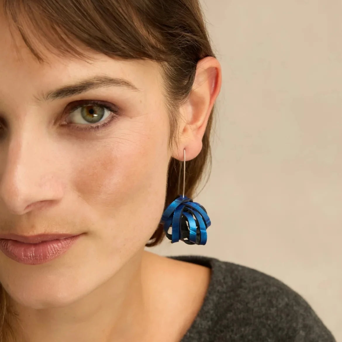 Red Pom-Pom Earrings – Upcycled Bicycle Inner Tube