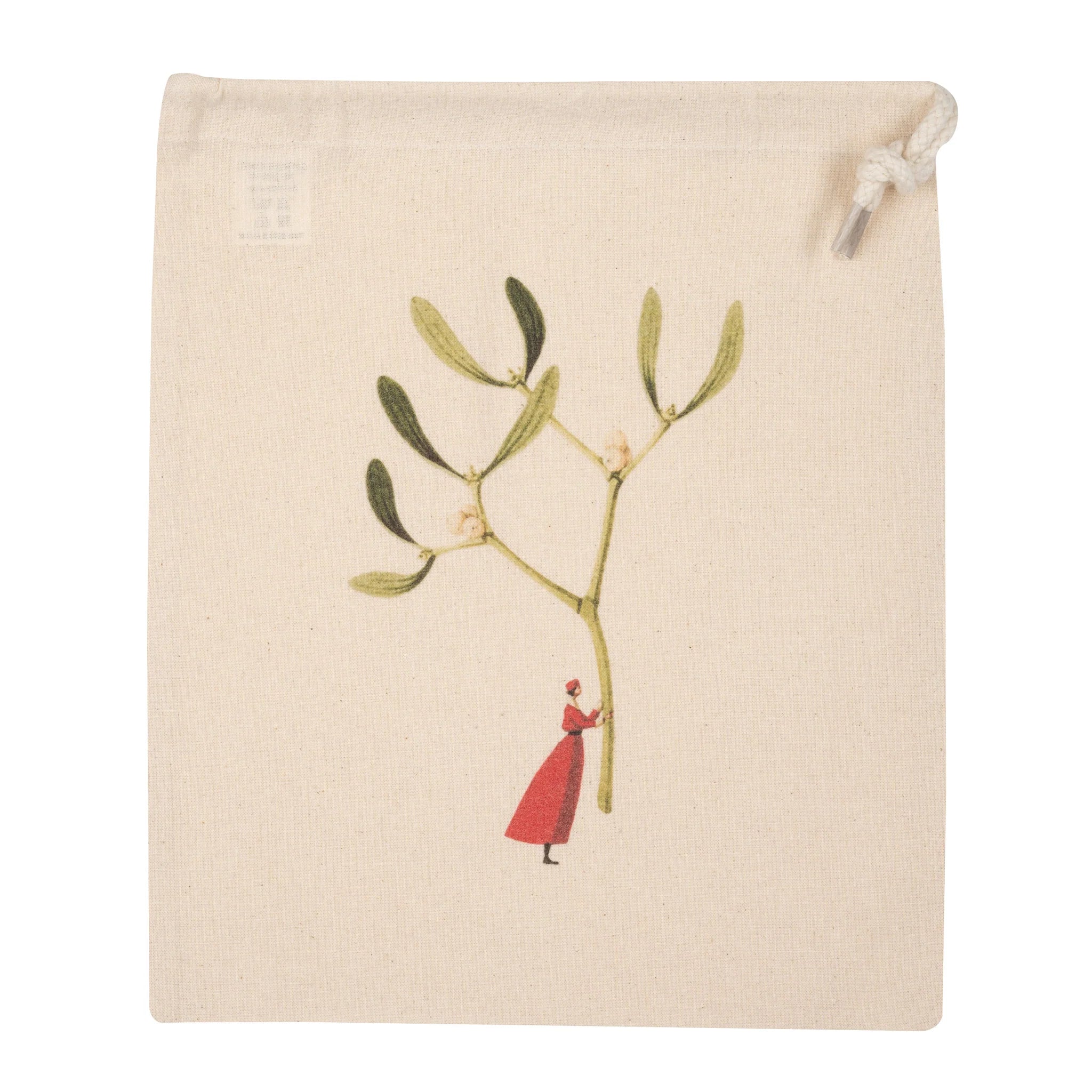 Laura Stoddart Mistletoe Drawstring Gift Bag – Small