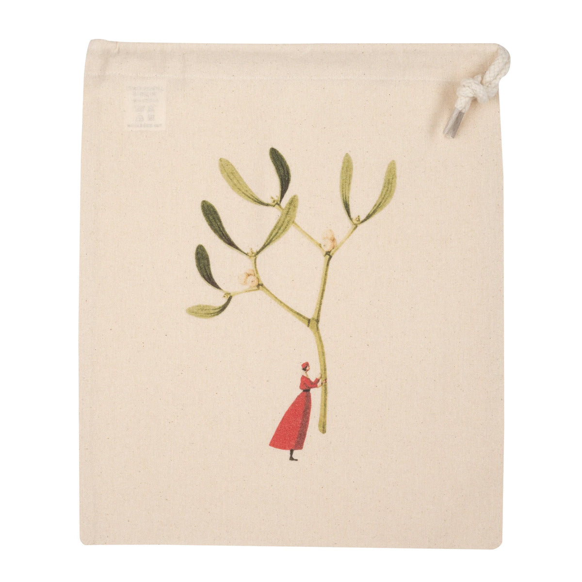 Laura Stoddart Mistletoe Drawstring Gift Bag – Small