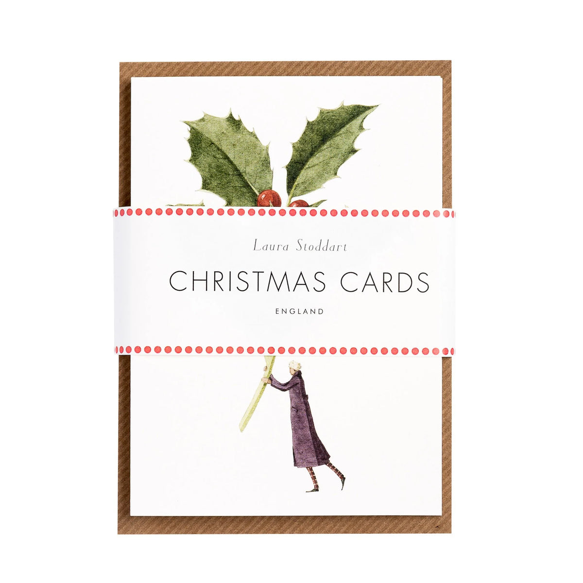 Laura Stoddart Christmas Cards Pack of 10 – Holly and Mistletoe