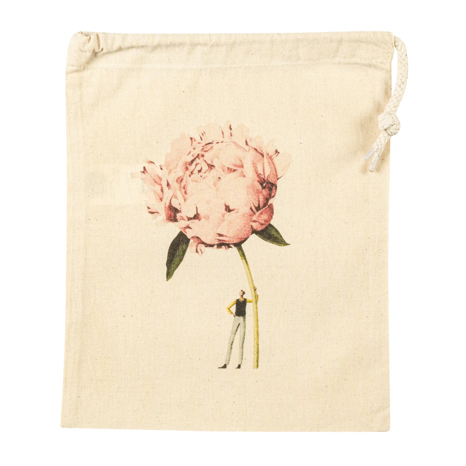 Small In Bloom Pink Peony Drawstring Bag Laura Stoddart