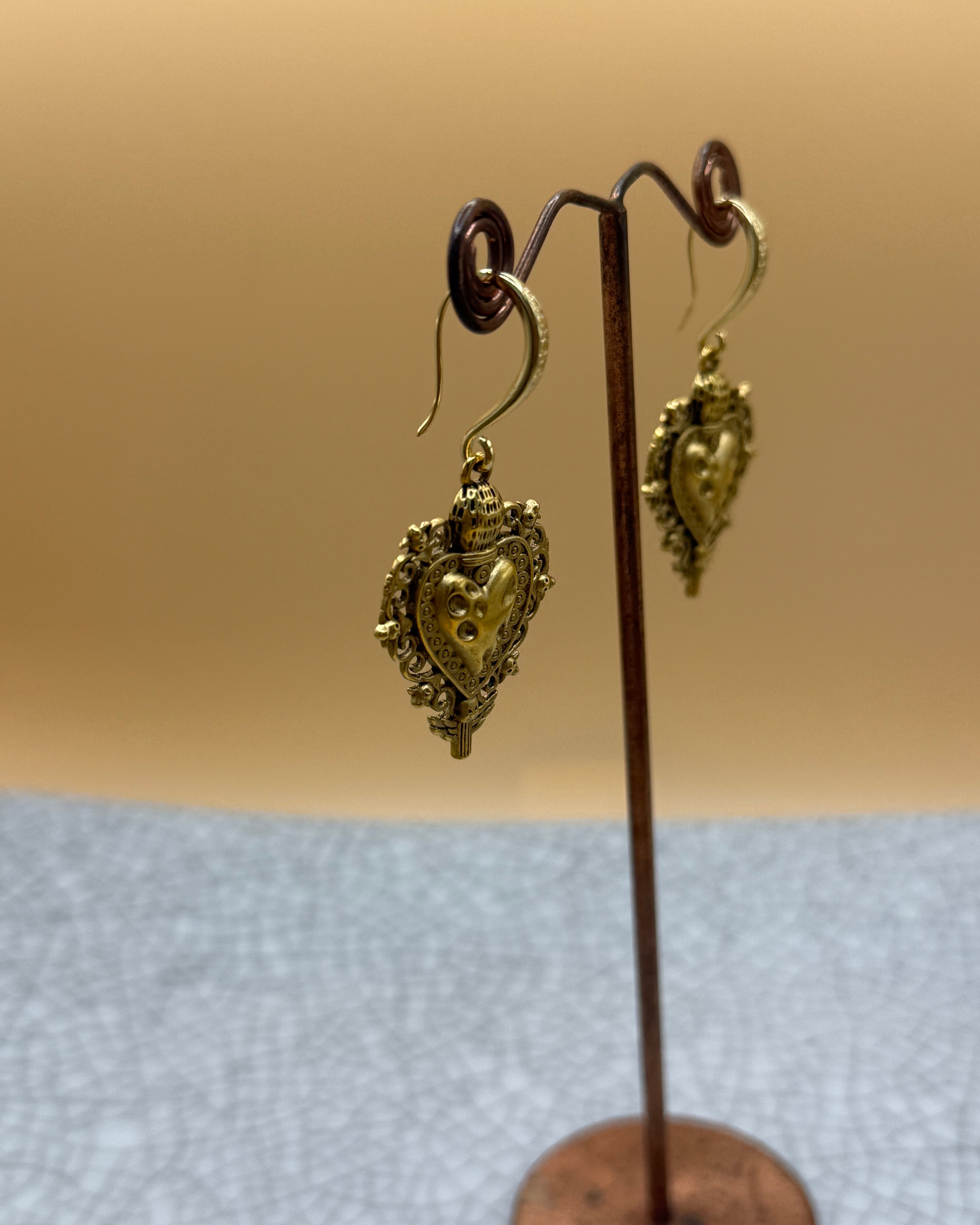 Elegant Gold Heart Earrings