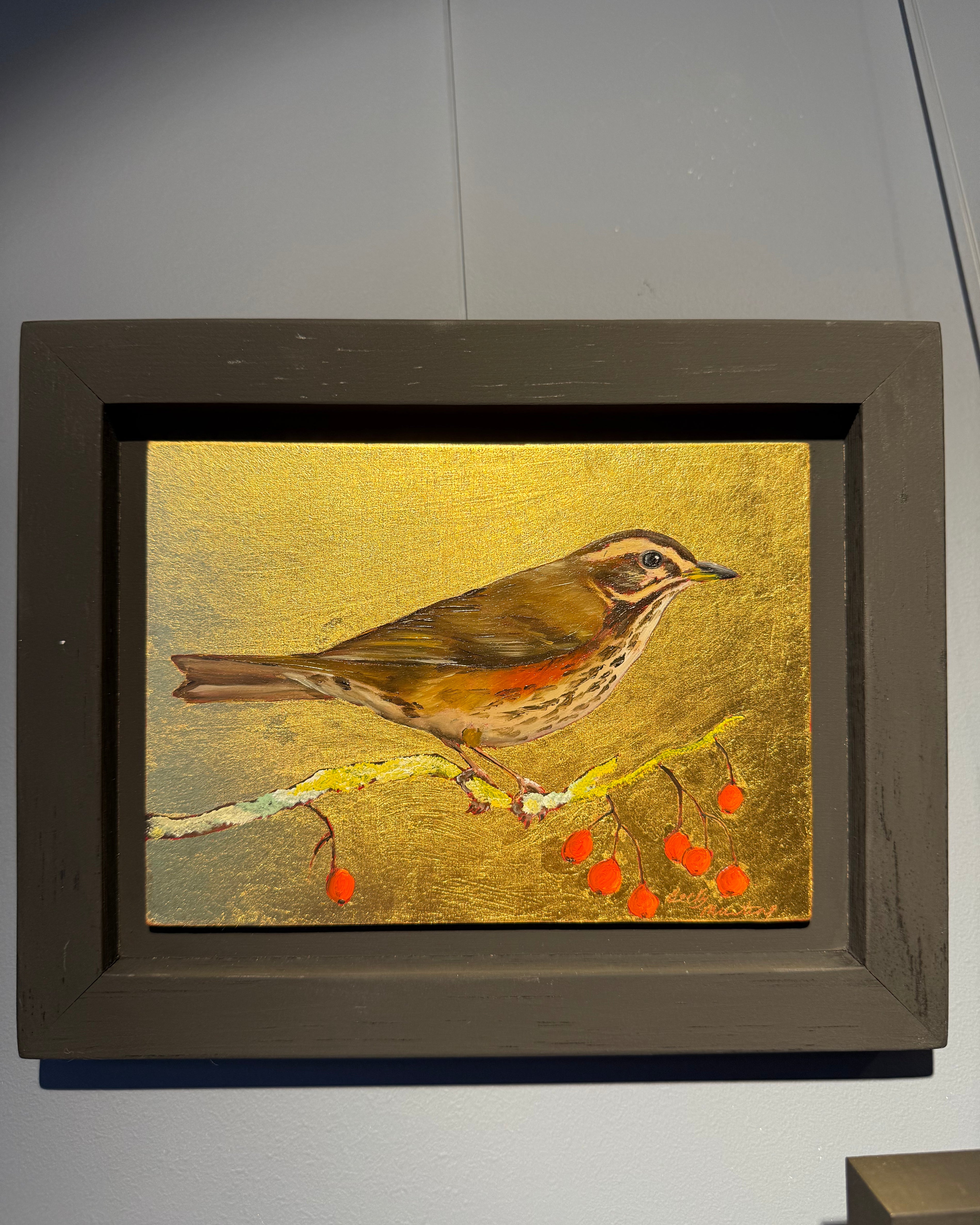 Redwing and Berries  (BM09/09) Original painting by Becky Munting