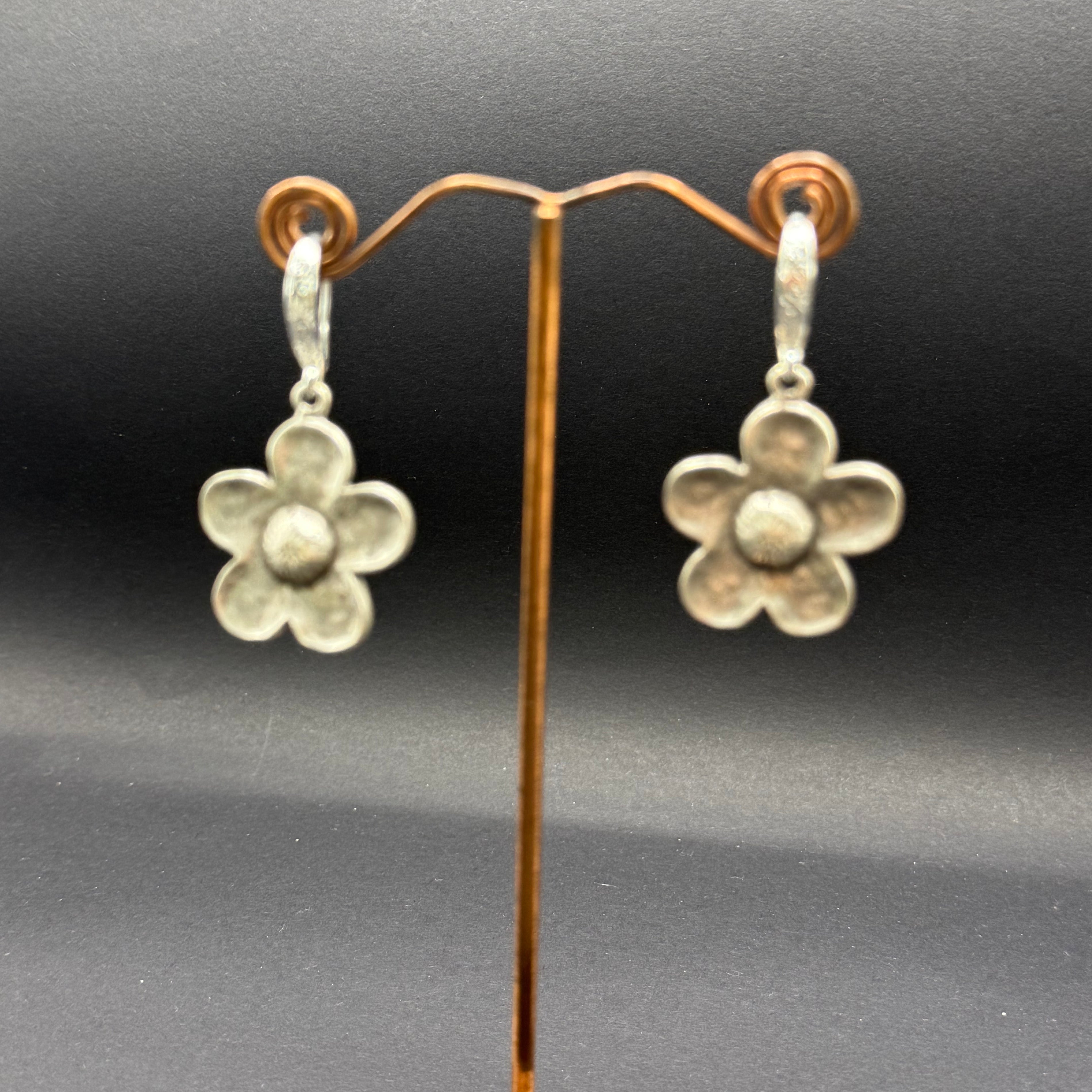 Silver Flower Drop Earrings – Handmade in Bristol