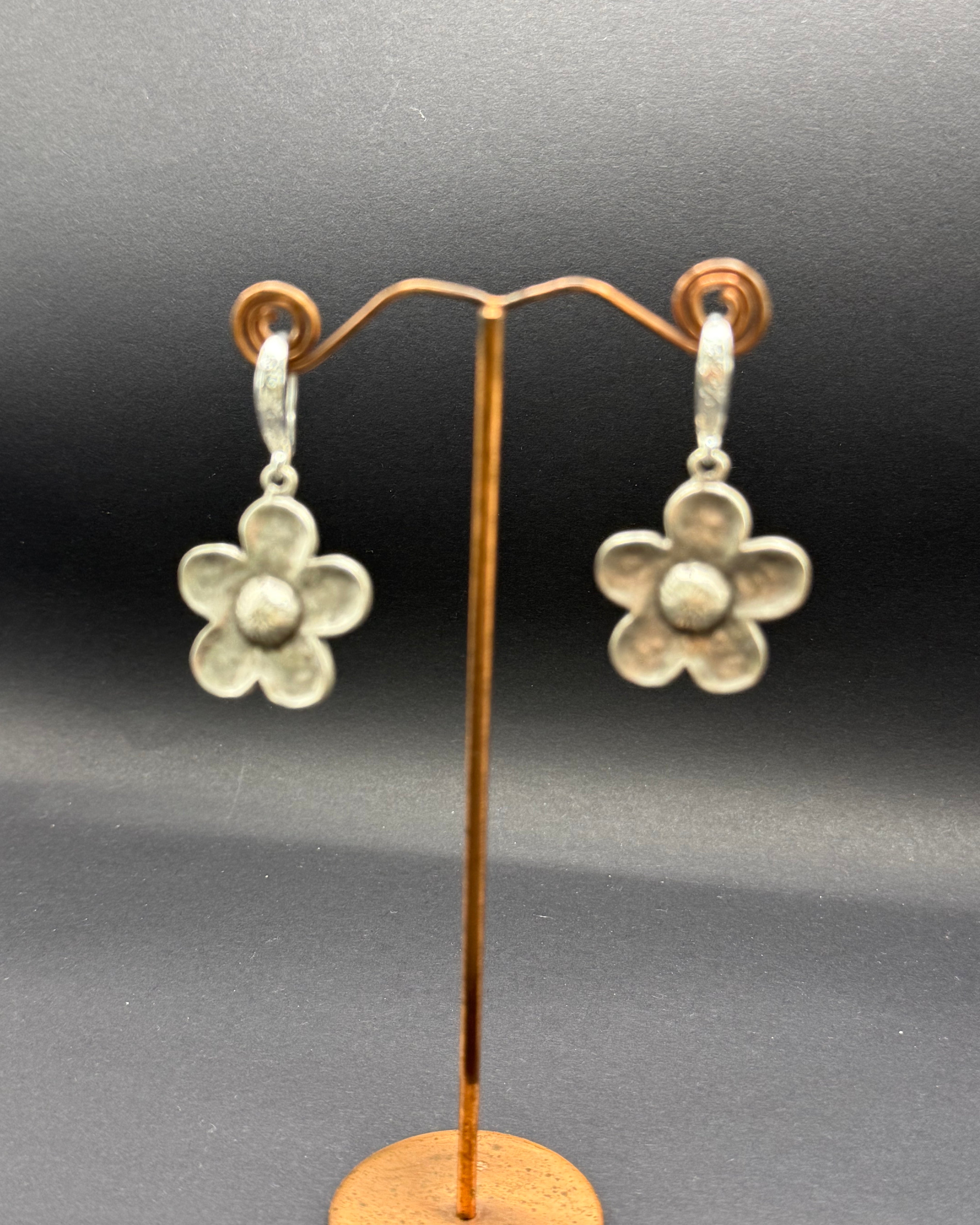 Silver Flower Drop Earrings – Handmade in Bristol