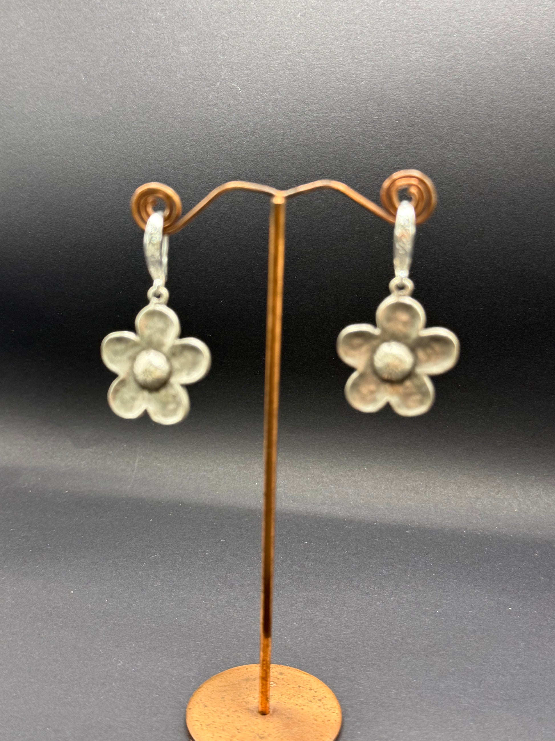 Silver Flower Drop Earrings – Handmade in Bristol