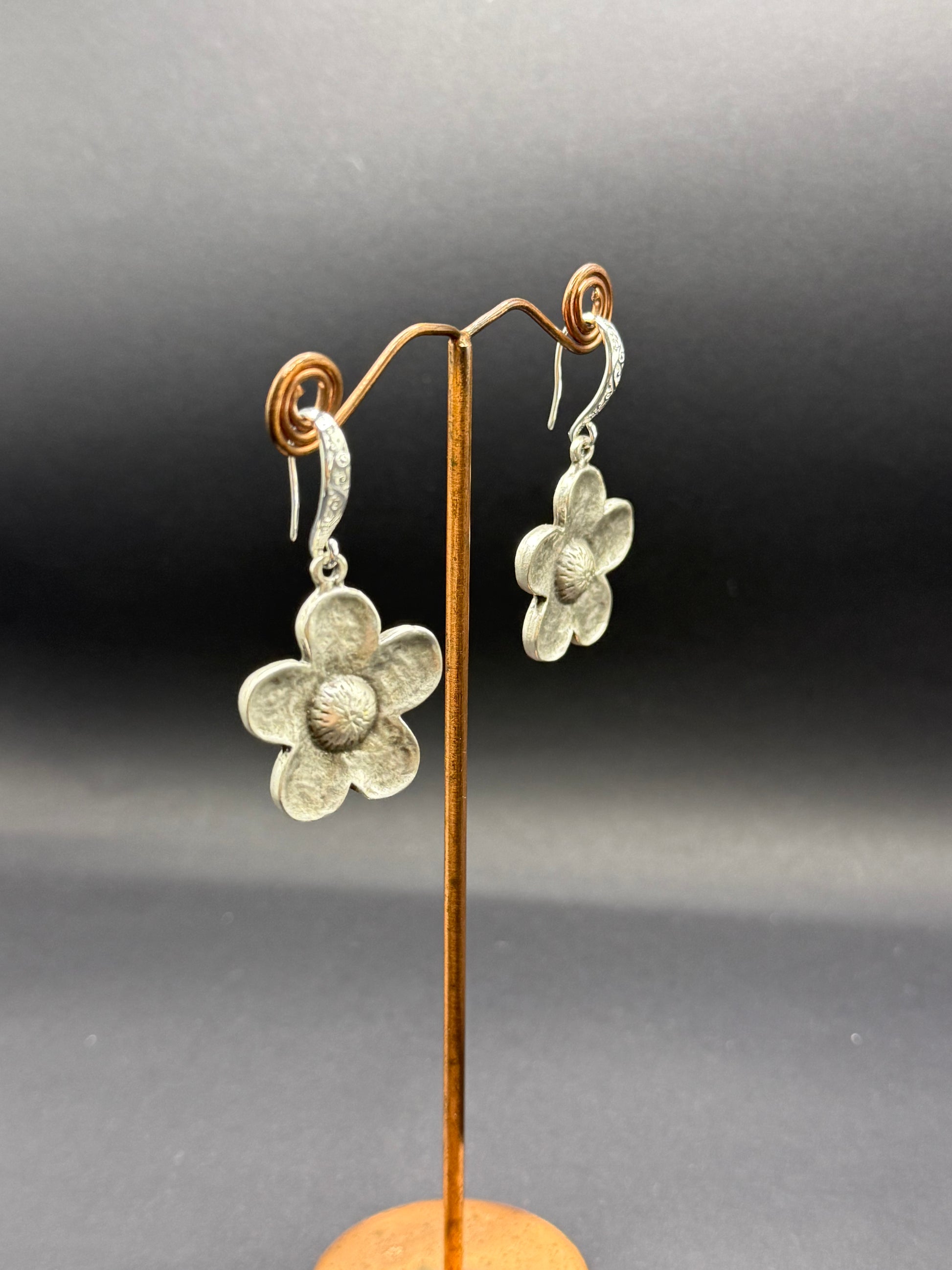 Silver Flower Drop Earrings – Handmade in Bristol