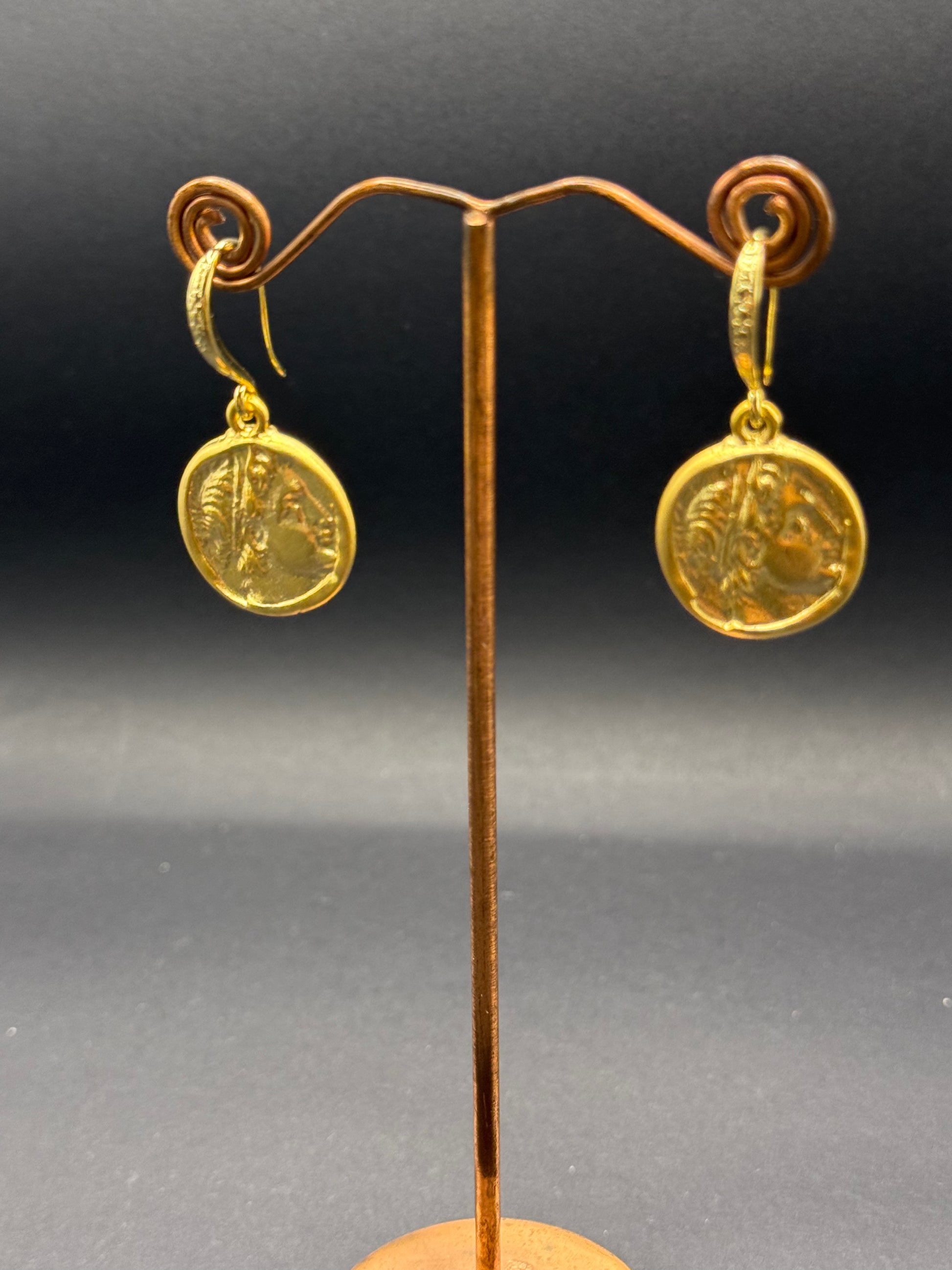 Gold Roman Coin Drop Earrings – Handmade in Bristol