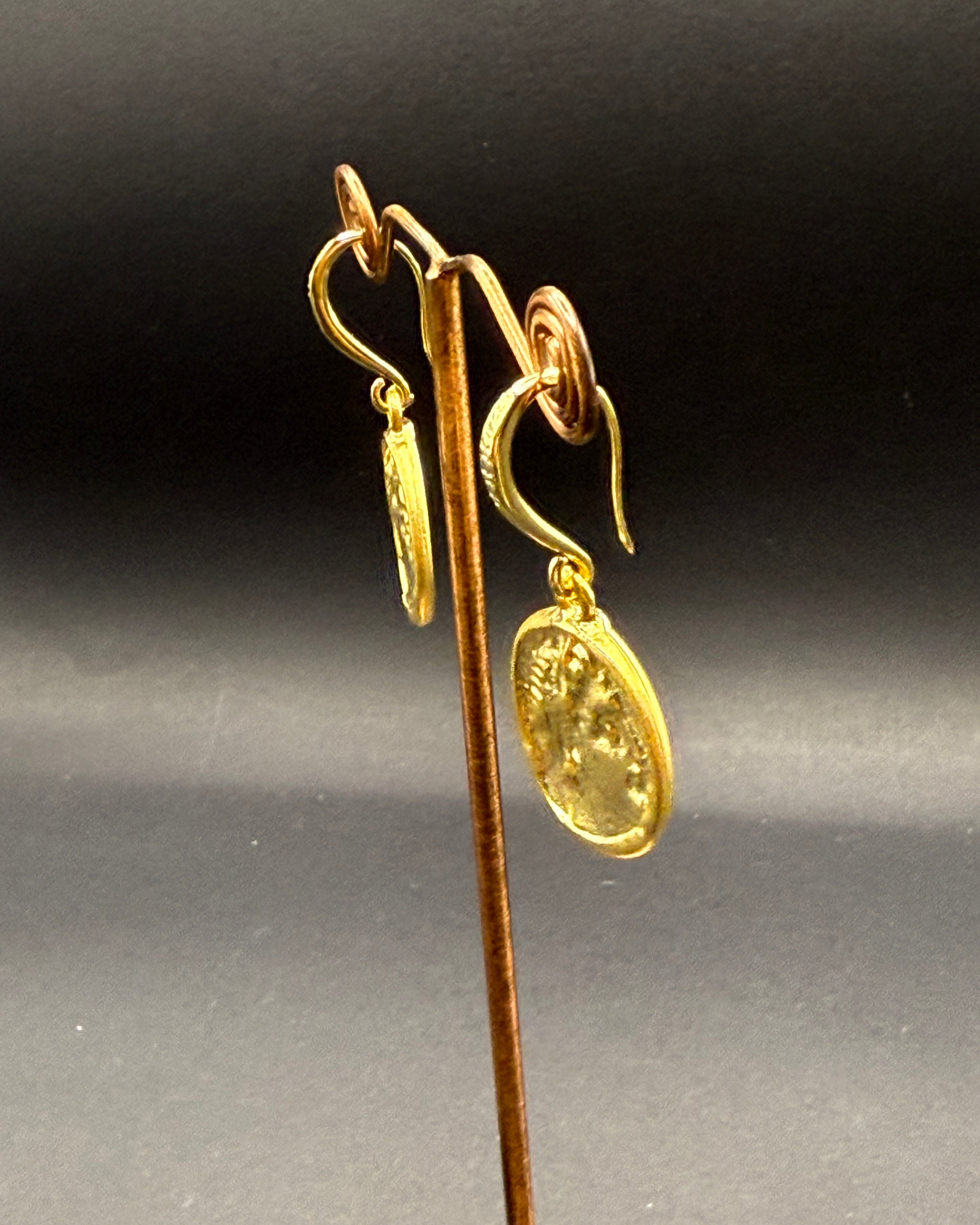 Gold Roman Coin Drop Earrings – Handmade in Bristol